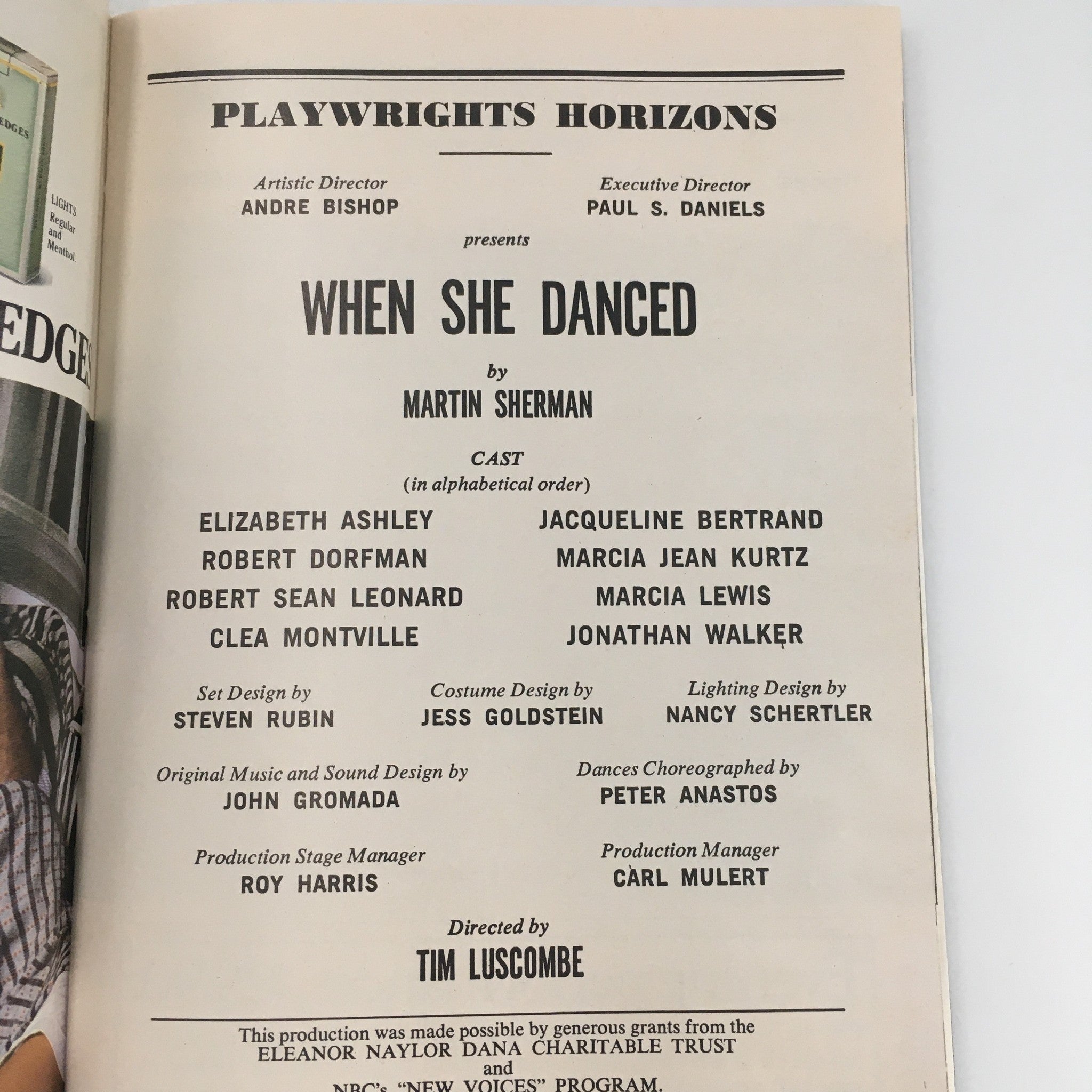 1990 Playbill Playwrights Horizons ‘When She Danced’ by Martin Sherman