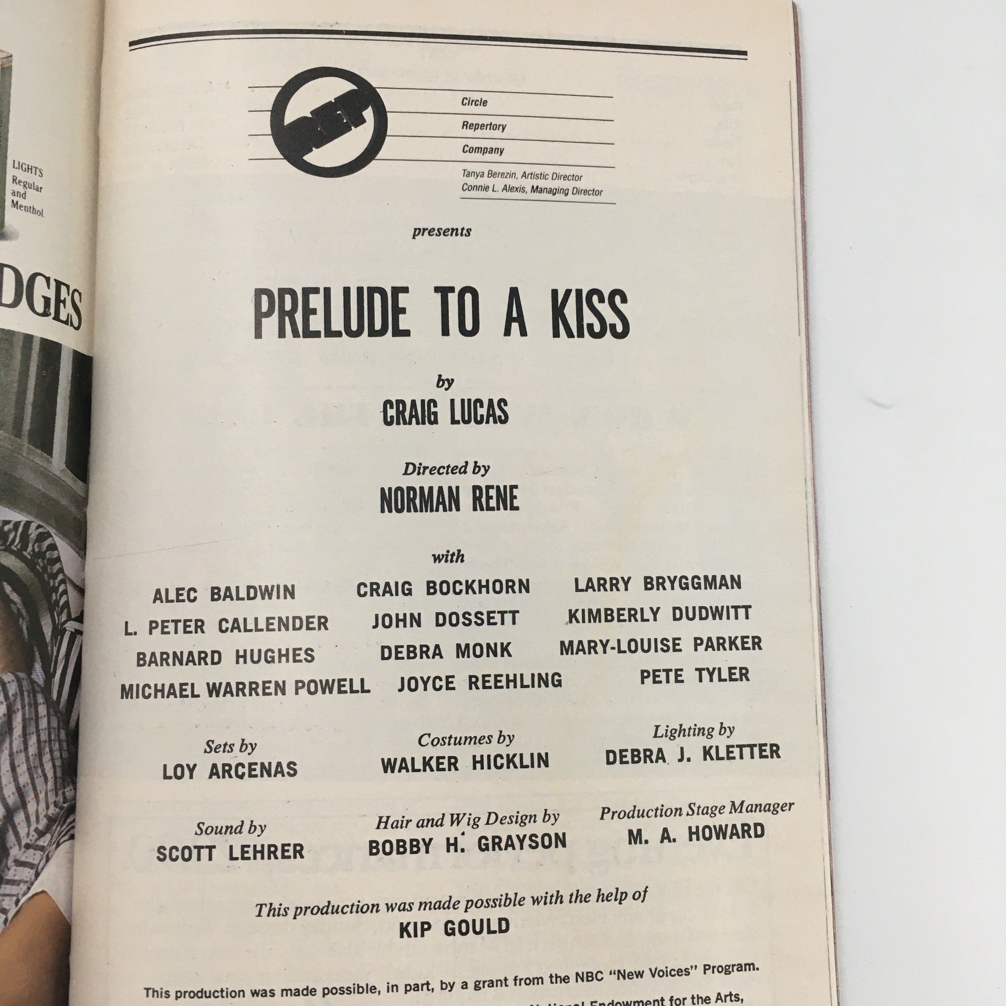 1990 Playbill Circle Repertory Company ‘Prelude To A Kiss’ by Craig Lucas