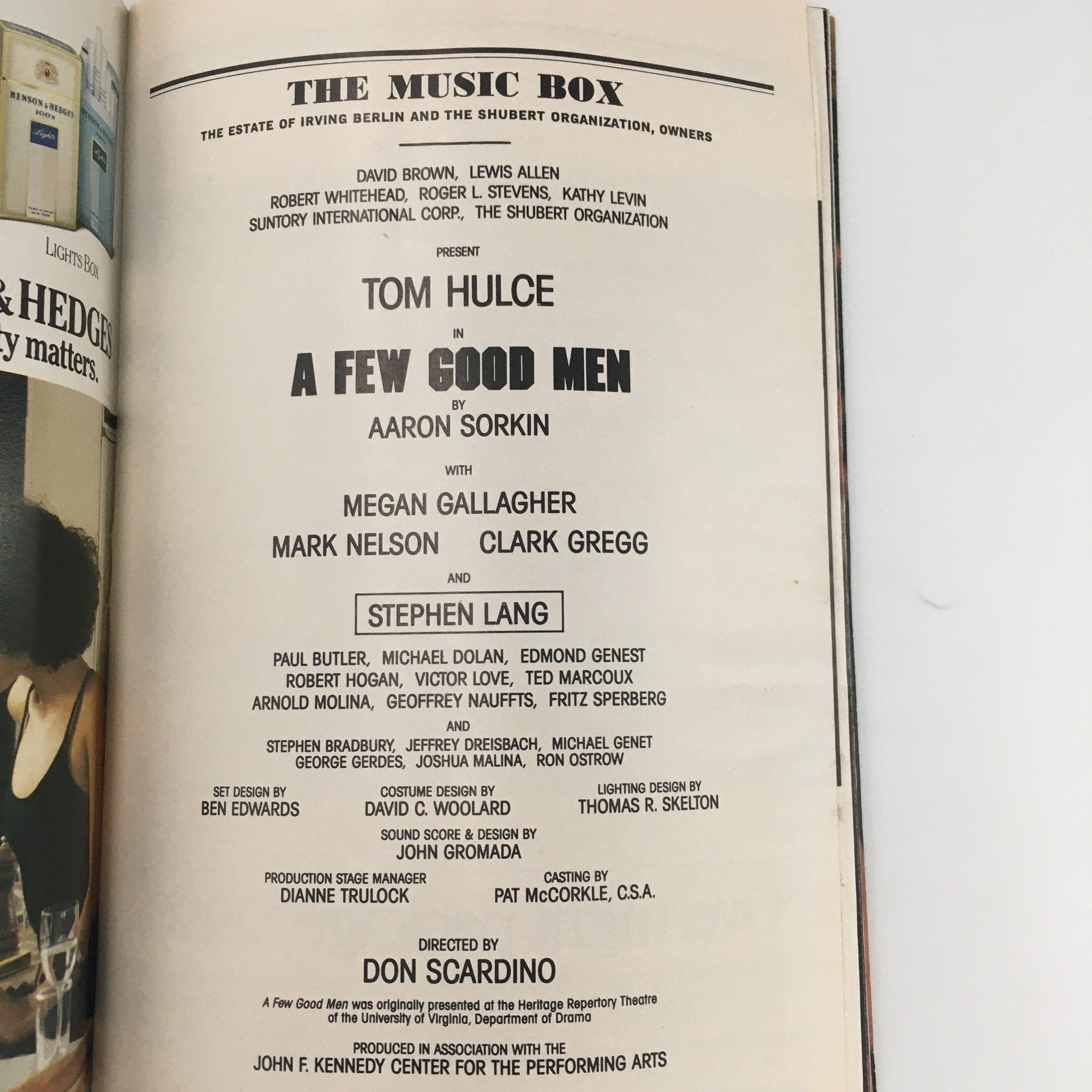 1989 Playbill The Music Box ‘A Few Good Men’ by Aaron Sorkin, Don Scardino