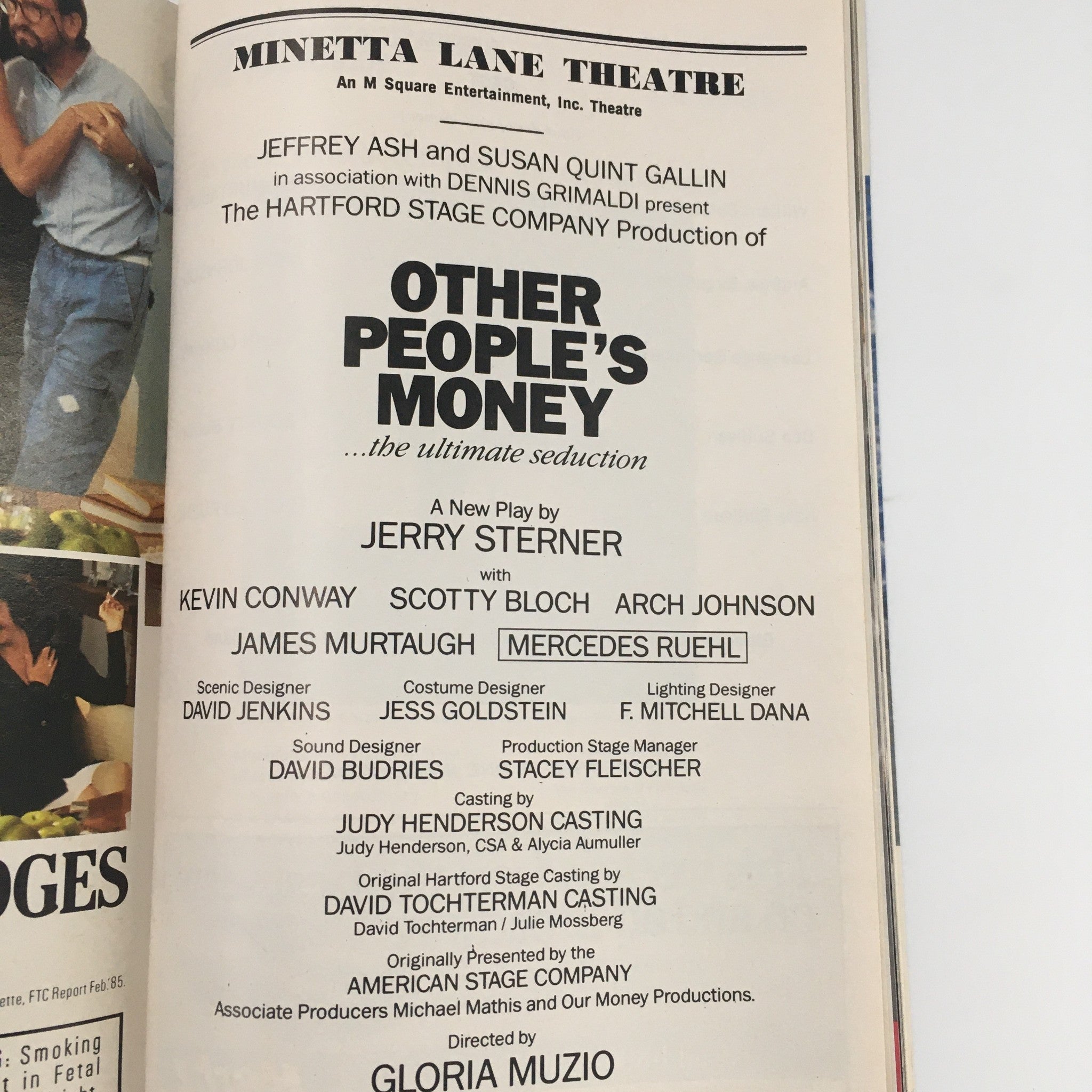 1989 Playbill Minetta Lane Theatre ‘Other People’s Money’ by Jerry Sterner