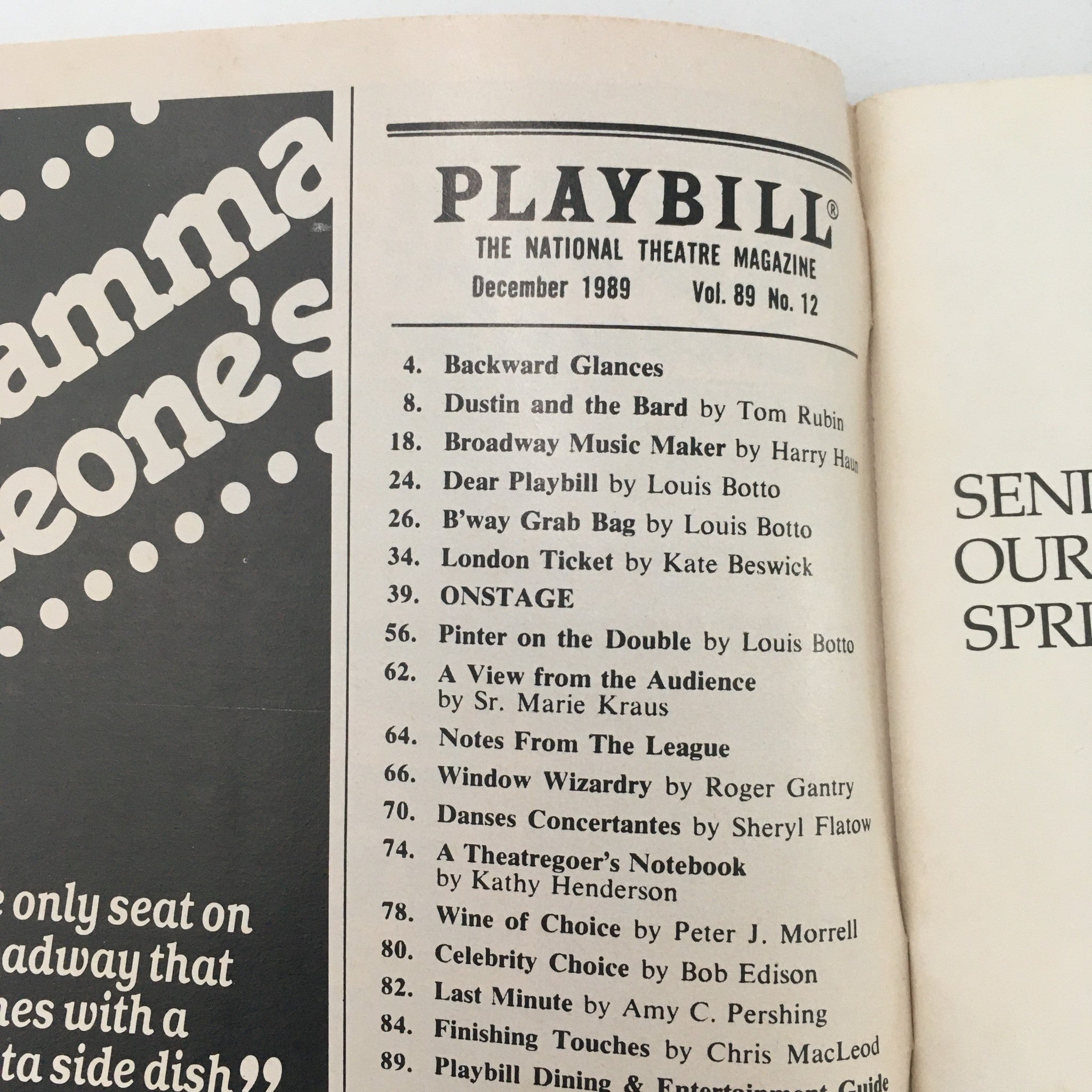 1989 Playbill Circle Repertory Company ‘Sunshine’ by William Mastrosimone