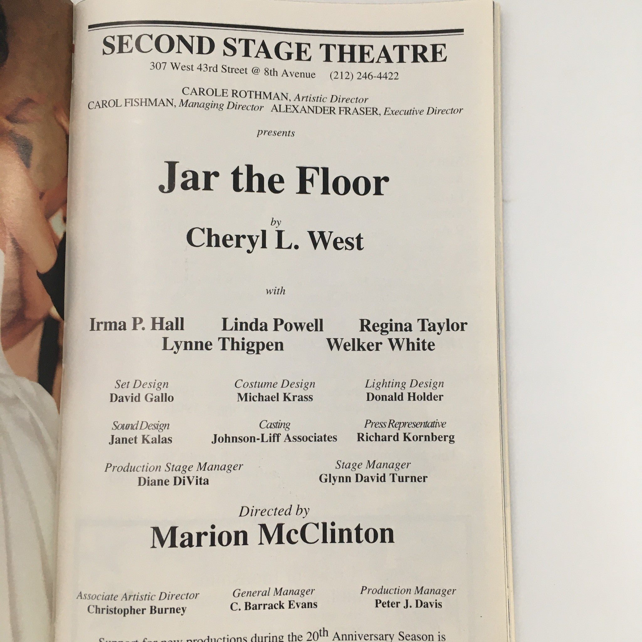 1999 Playbill Second Stage Theater ‘Jar the Floor’ by Cheryl L. West