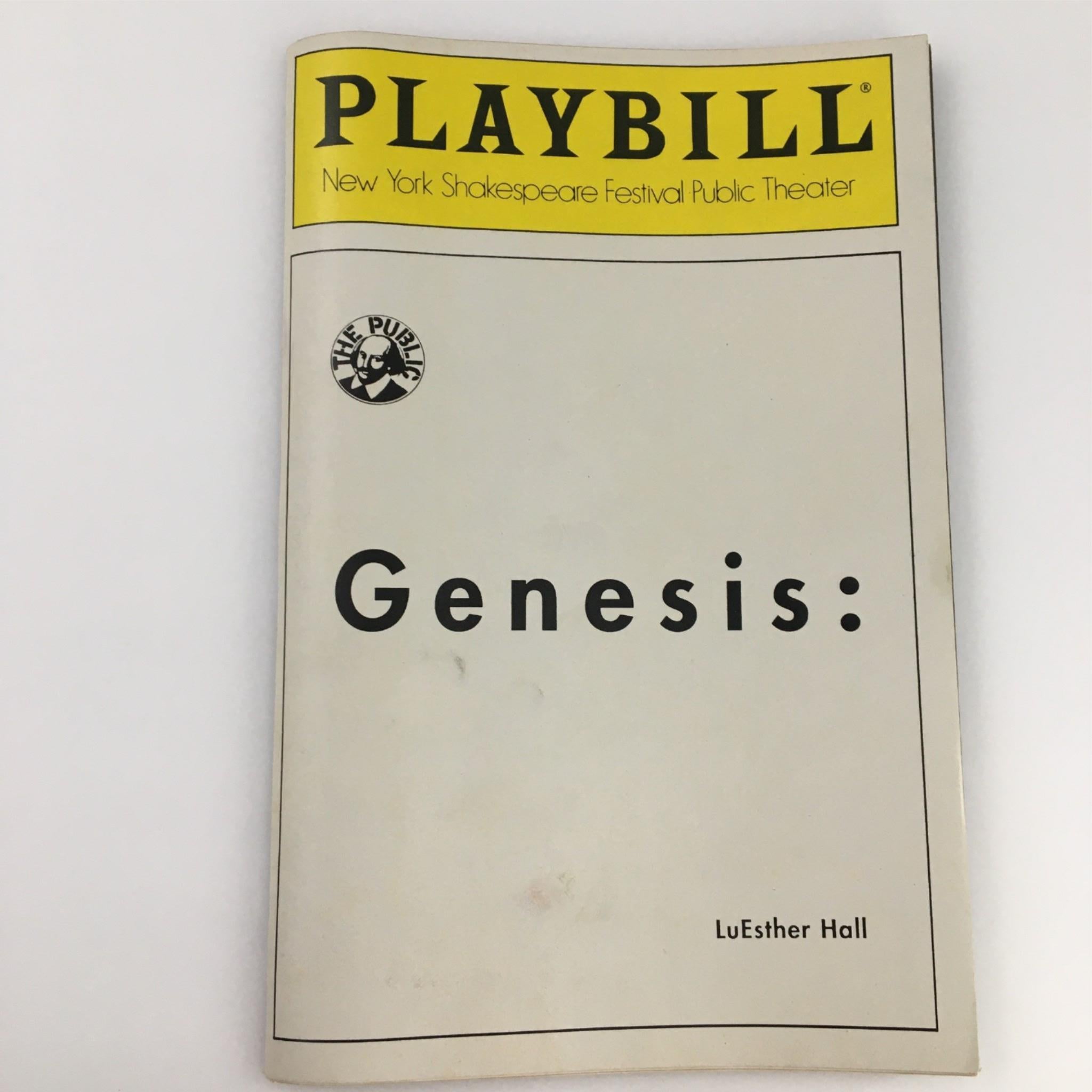 1988 Playbill Genesis by New York Shakespeare Festival Public Theater