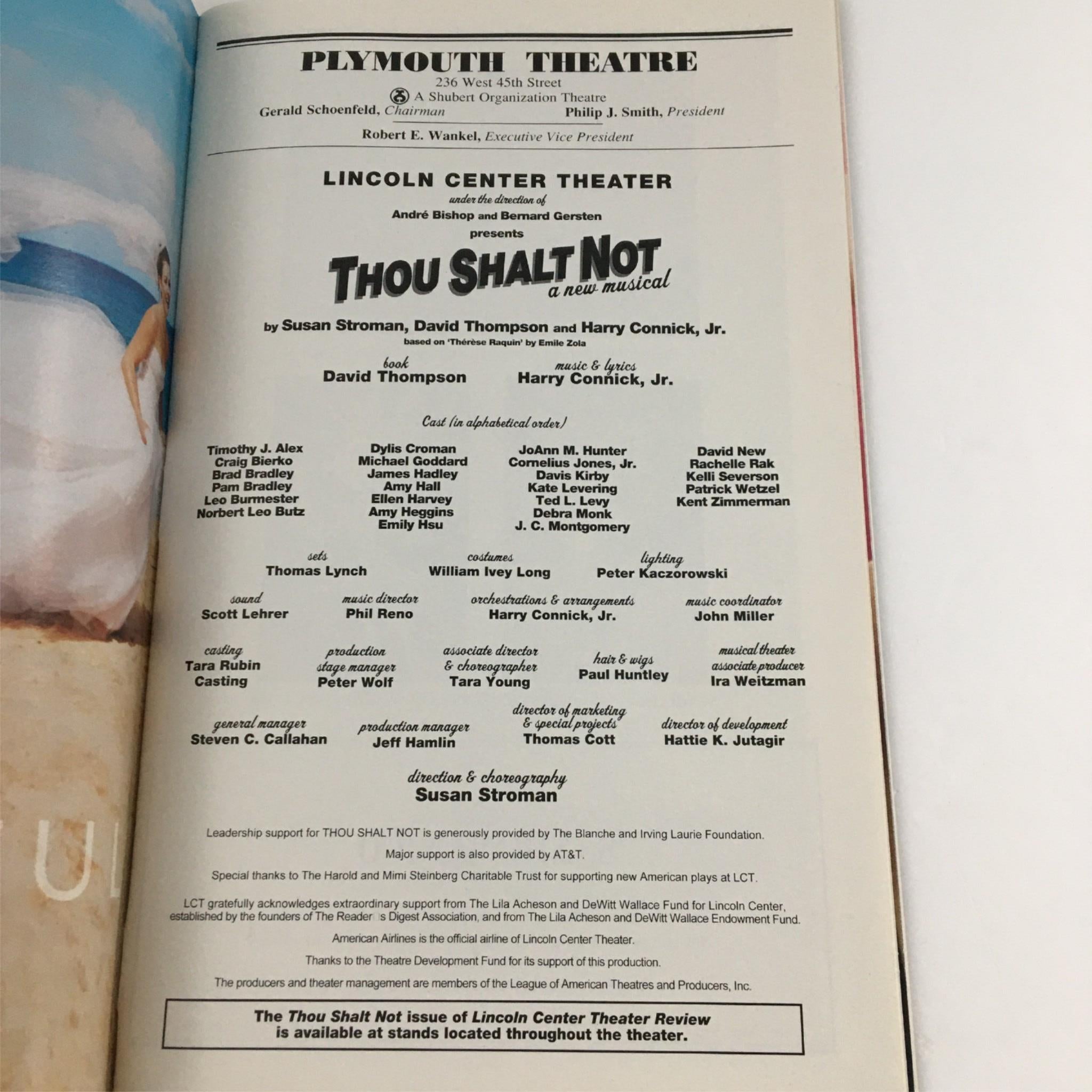 2001 Playbill Thou Shall Not by Plymouth Theater, Susan Stroman, David Thompson