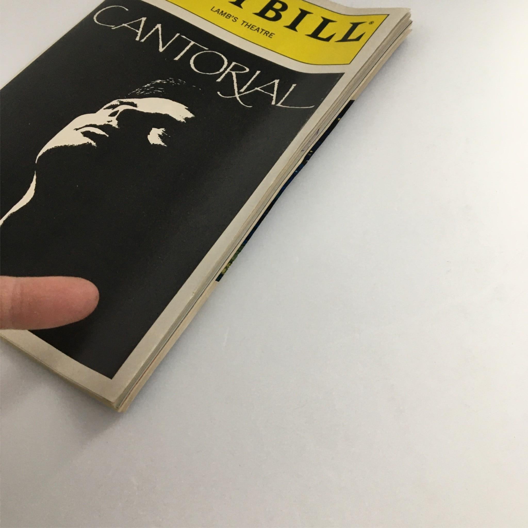 1989 Playbill Cantorial by Lamb's Theater, Ira Levin, Charles Maryan