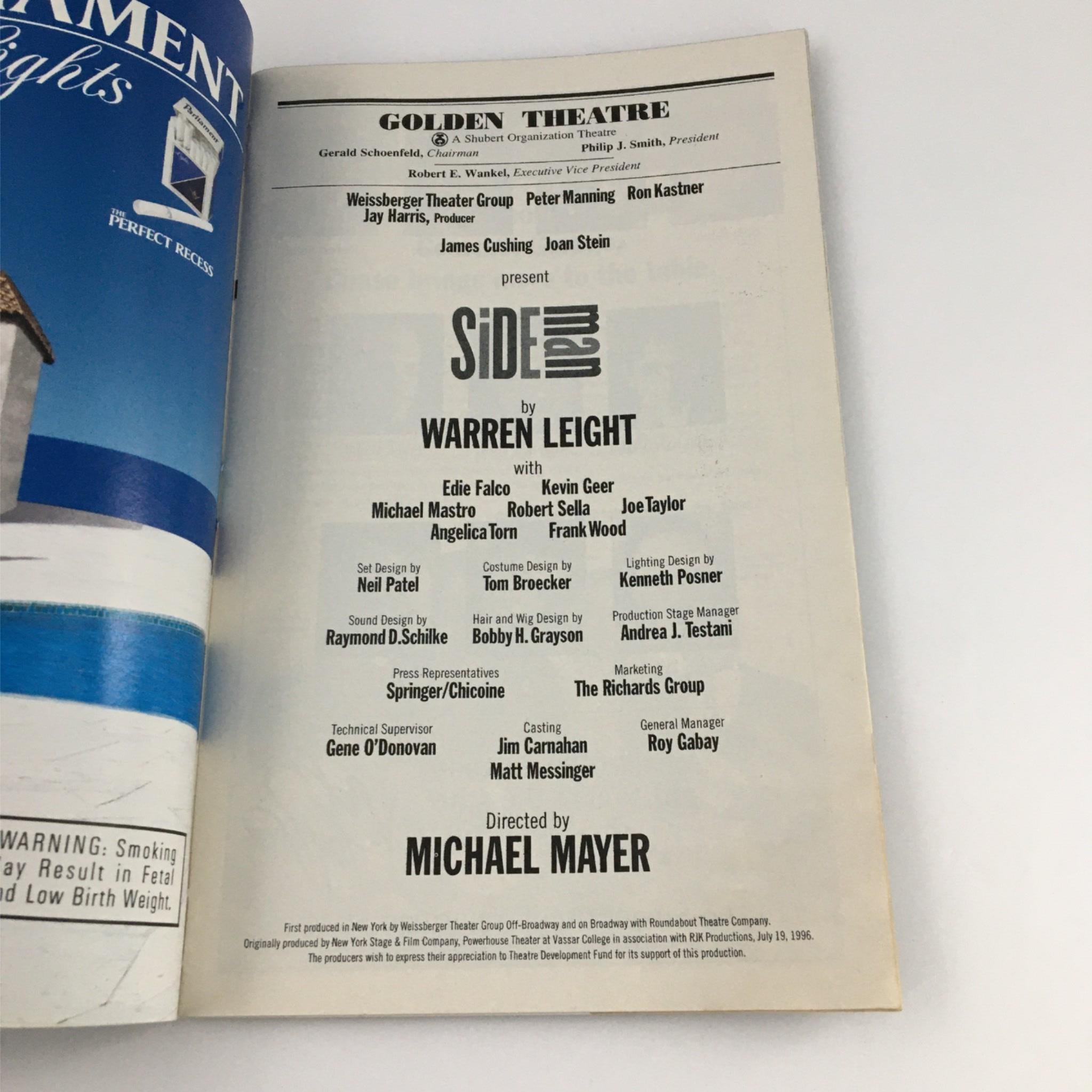 1999 Playbill Side Man by John Golden Theater, Michael Mayer, Warren Leight