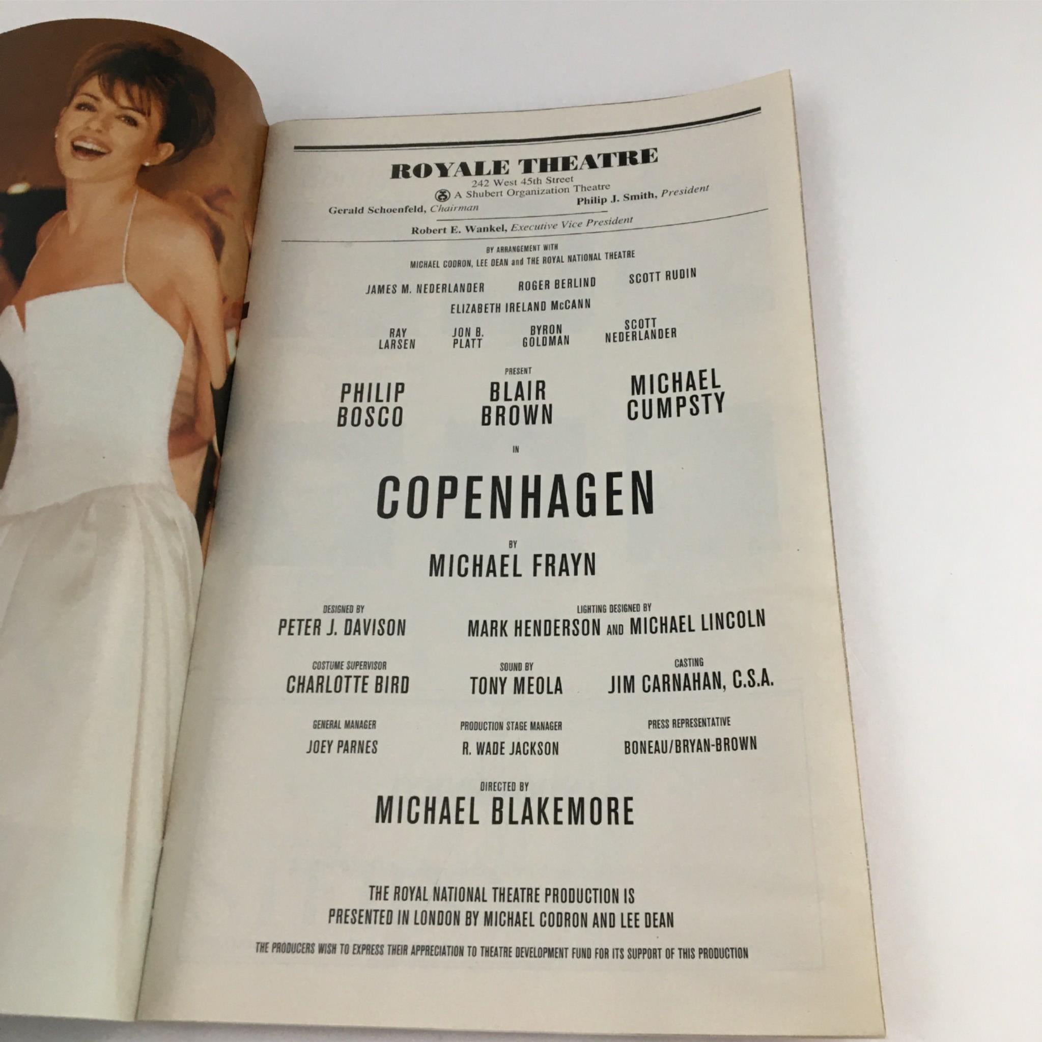 2000 Playbill Copenhagen by Royale Theatre, Michael Blakemore, Michael Frayn