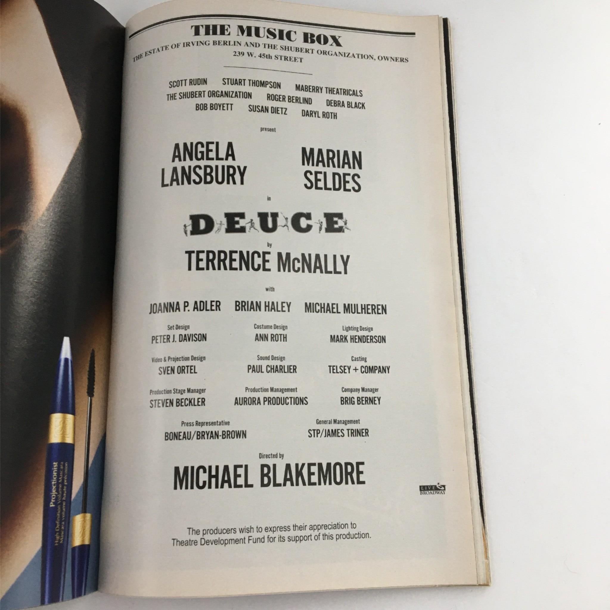 2007 Playbill Deuce by The Music Box, Michael Blakemore, Terrence McNally