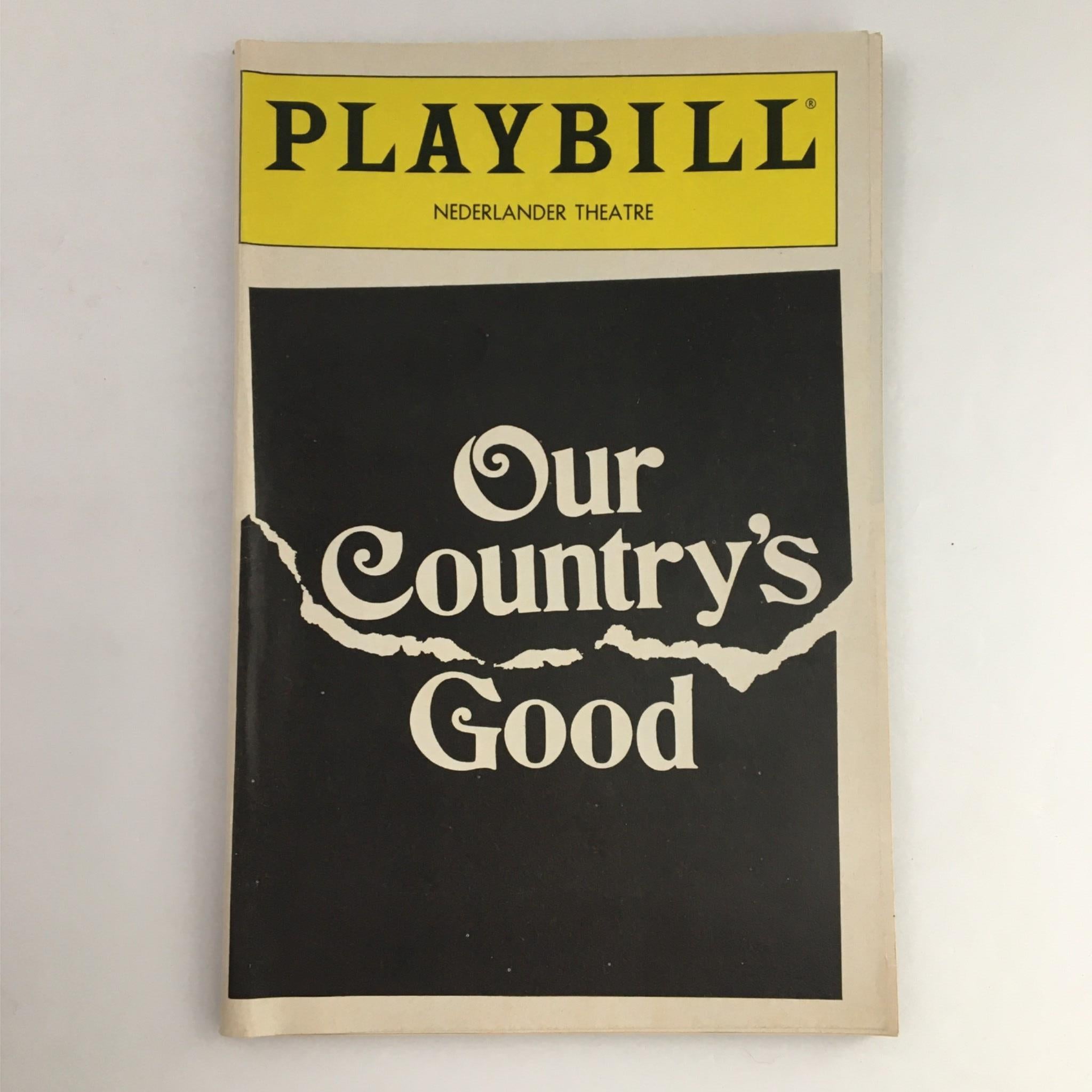 1991 Playbill Our Country's Good by Nederlander Theatre, Mark Lamos