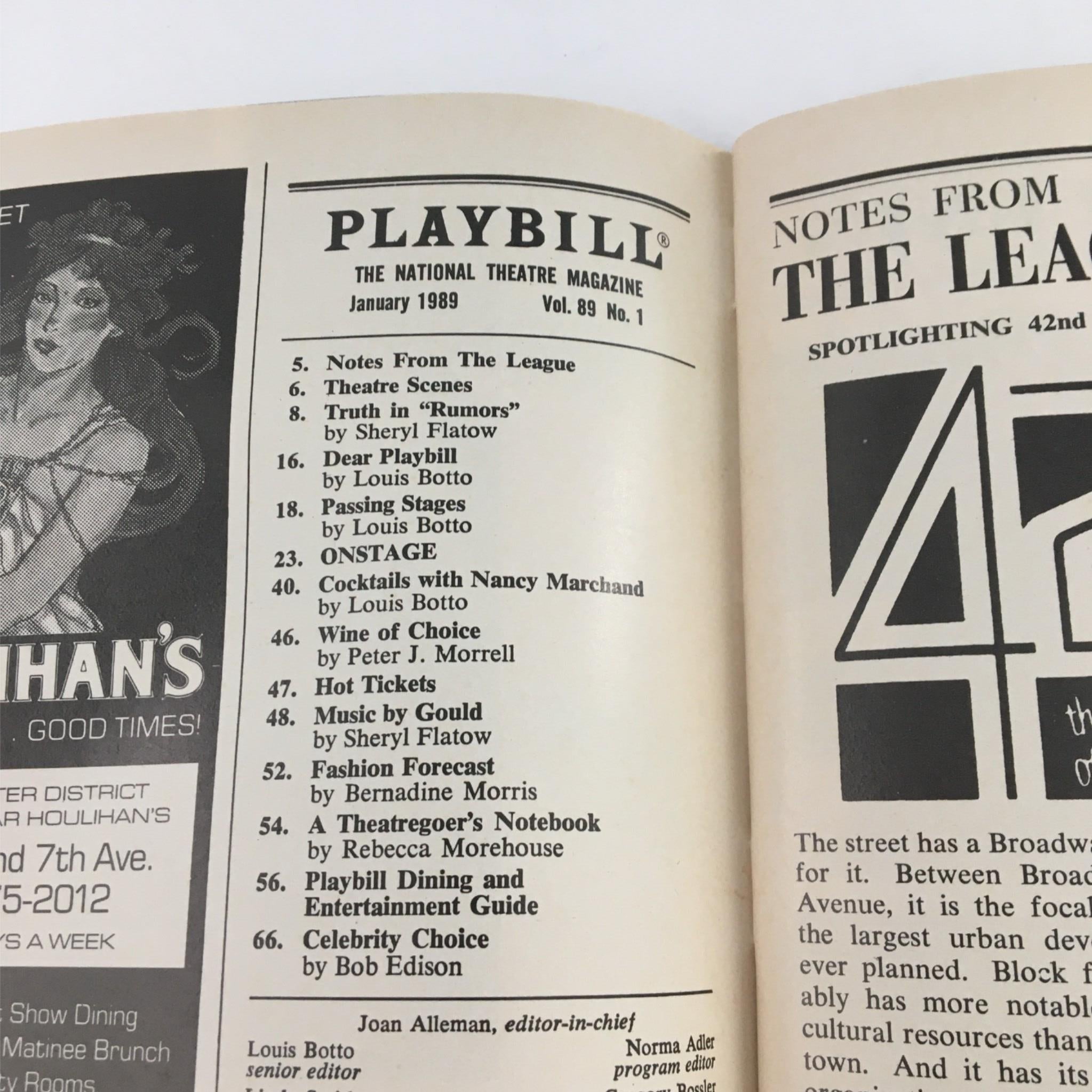 1989 Playbill For Dear Life by New York Shakespeare Festival Public Theater