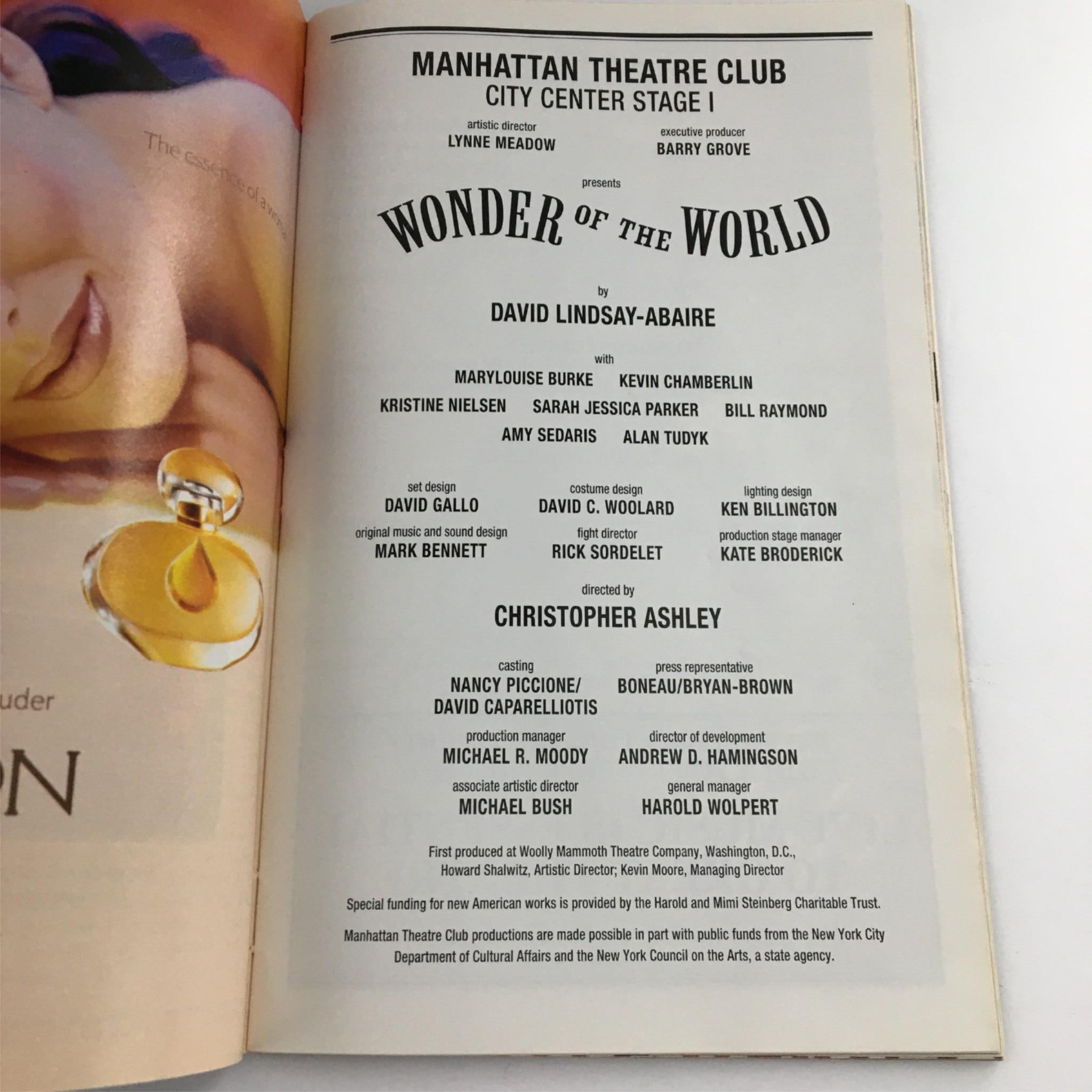 2001 Playbill Wonder of the World by Manhattan Theatre Club David Lindsay-Abaire