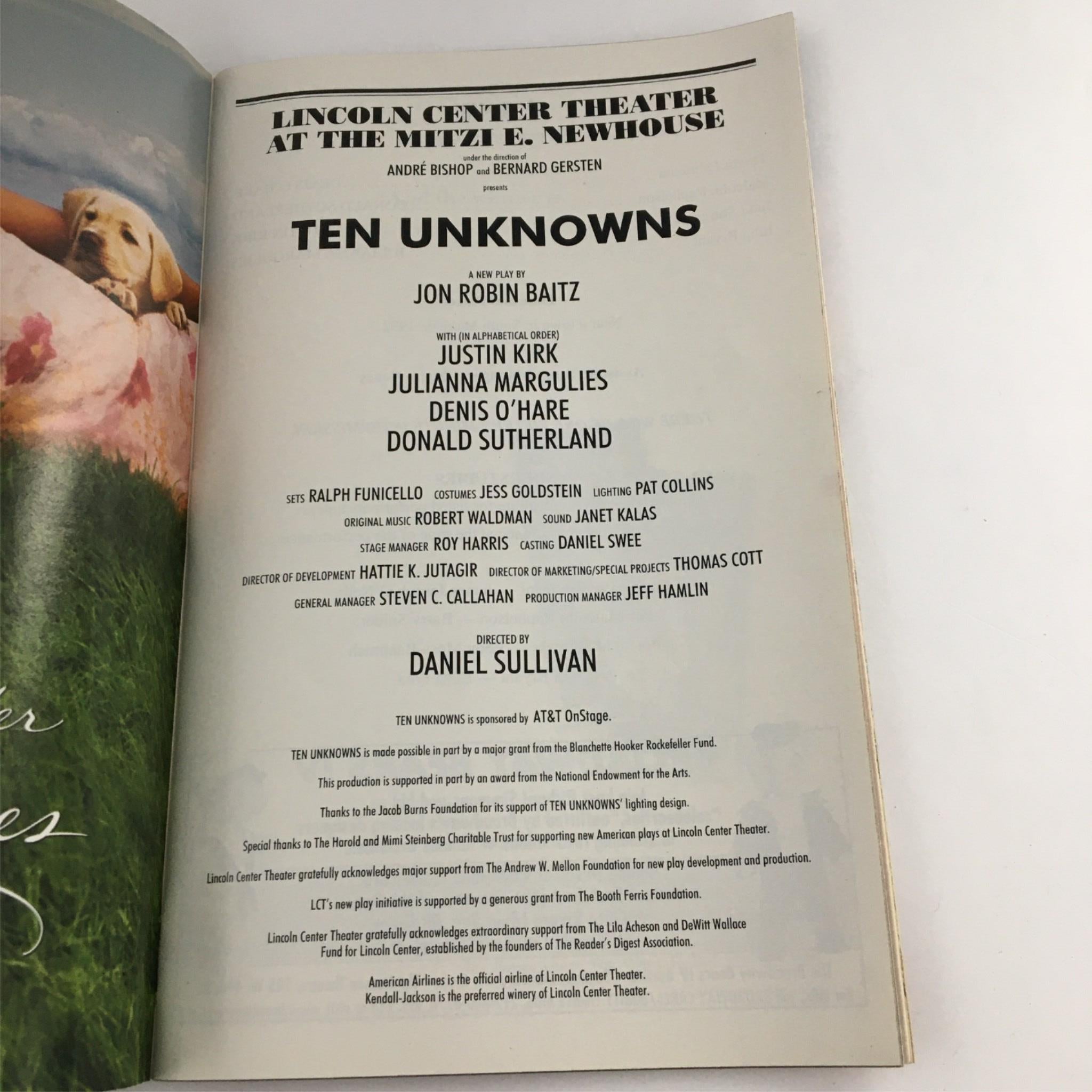 2001 Playbill The Unknowns by Lincoln Center Theater at the Mitzi E. Newhouse