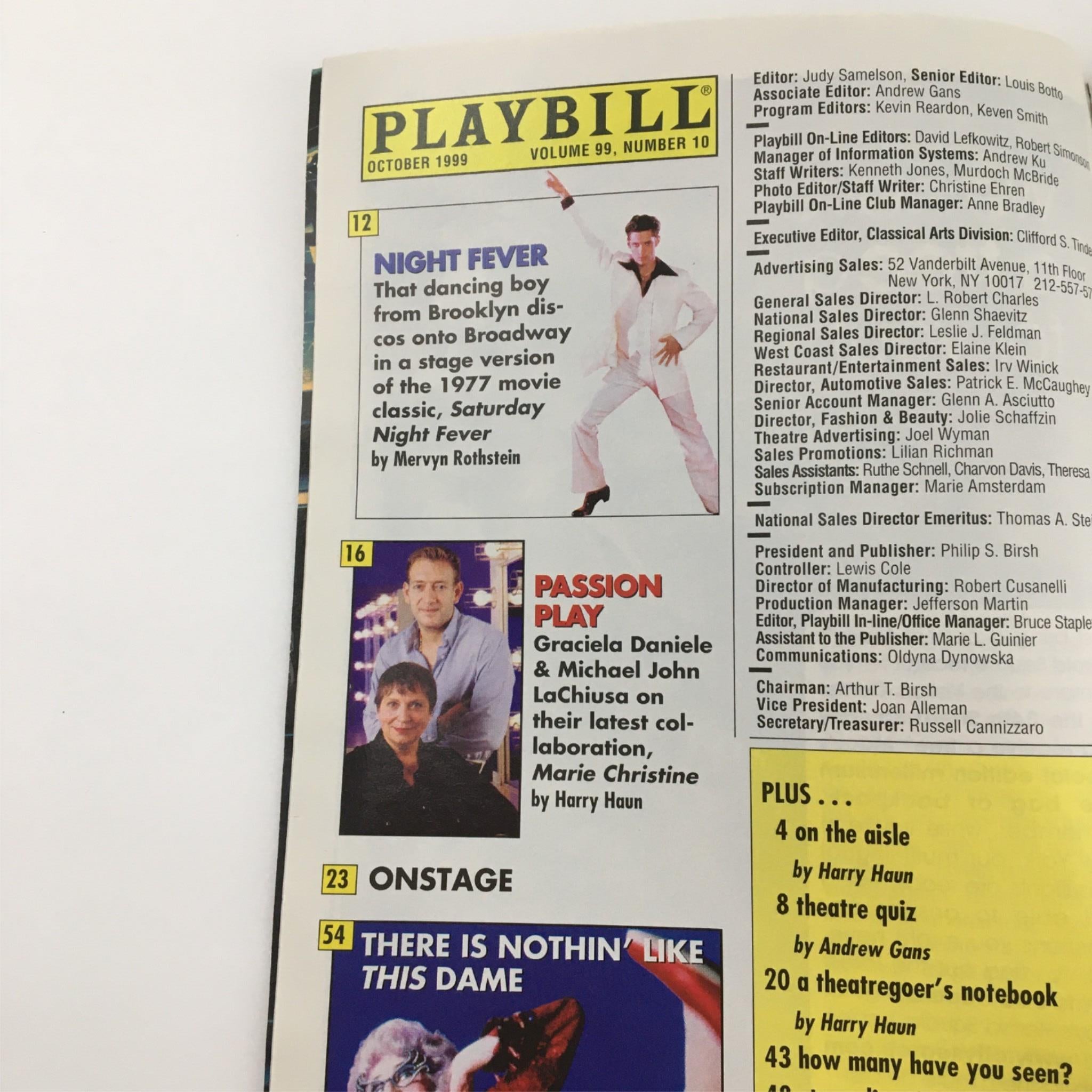 1999 Playbill Contact by Lincoln Center Theater at the Mitzi E. Newhouse