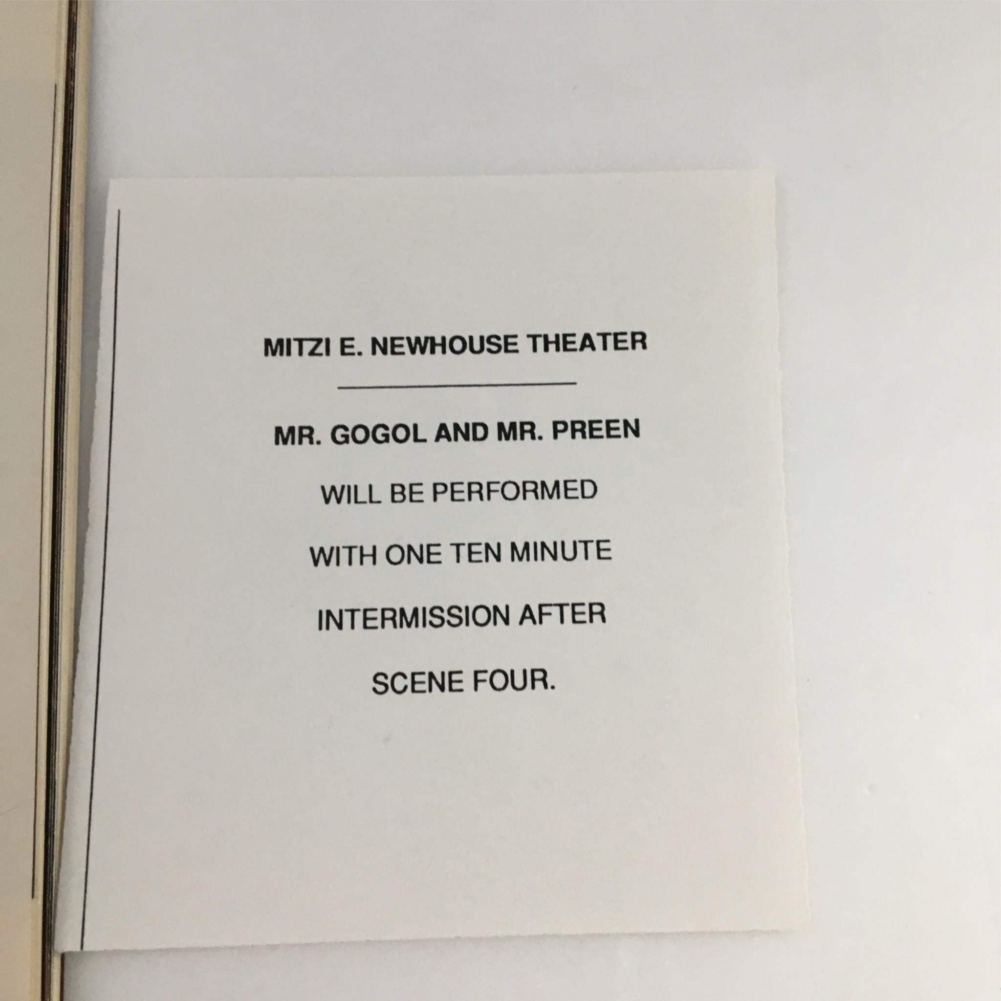 1991 Playbill Mr. Gogol and Mr. Preen by Lincoln Center Theater Elaine May