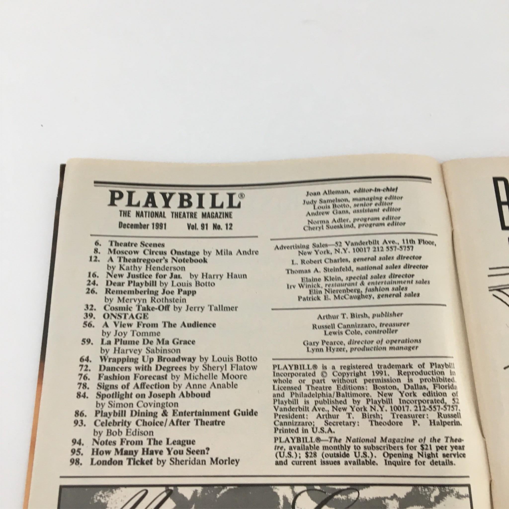 1991 Playbill Raft of the Medusa by Minetta Lane Theatre Joen Pintauro