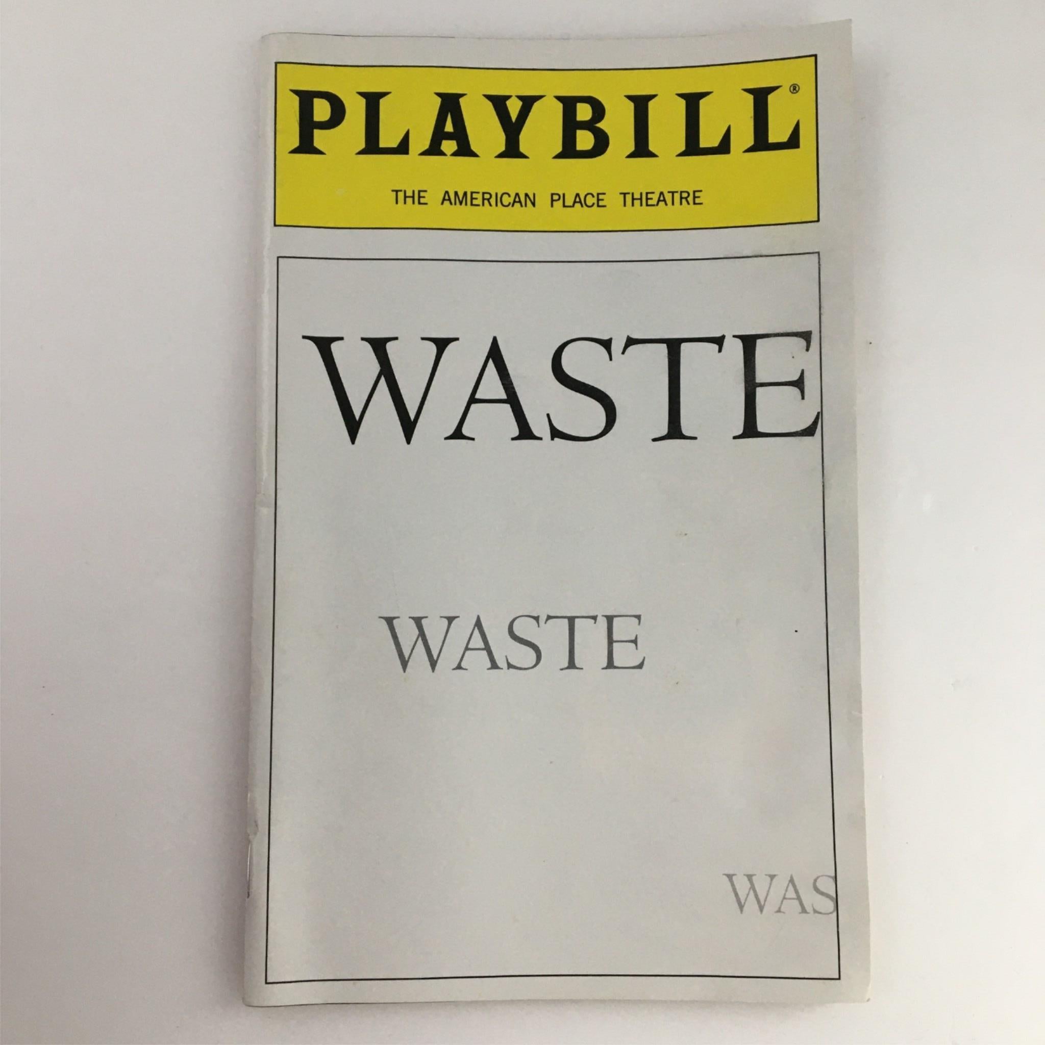 2000 Playbill Waste by The American Place Theatre, Harley Granville Barker