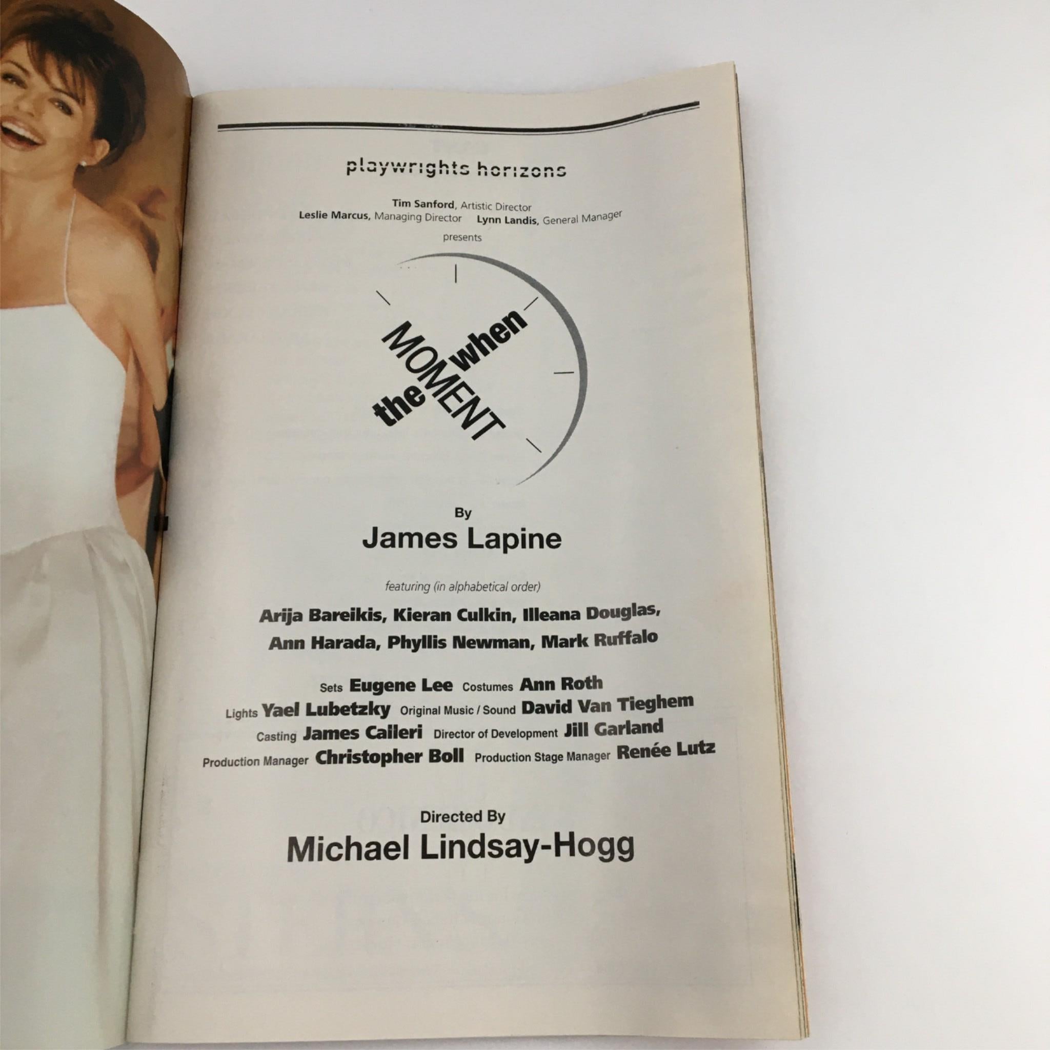 2000 Playbill The Moment When by Playwrights Horizons, James Lapine