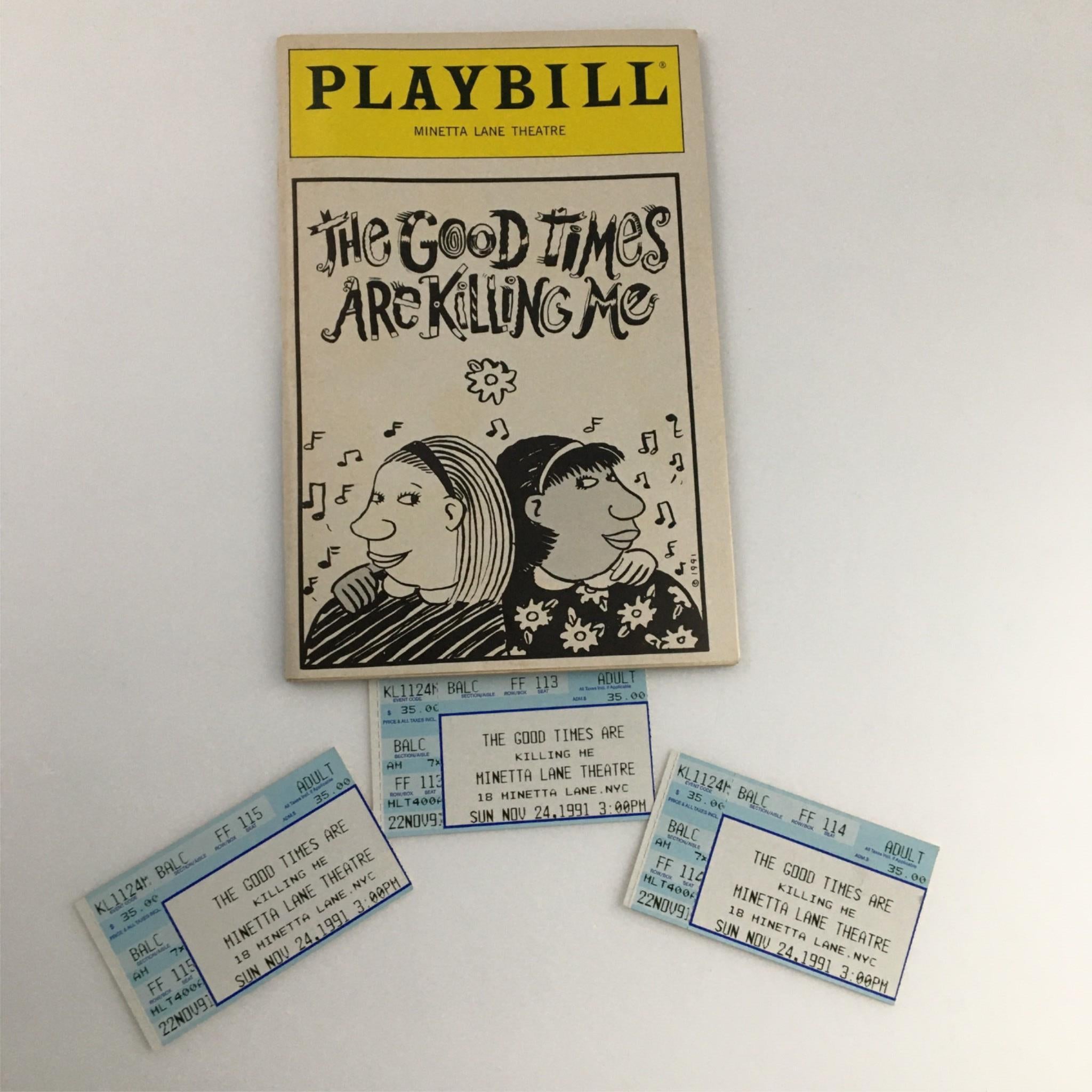 1991 Playbill The Good Times are Killing Me by Minetta Lane Theatre, Lynda Barry