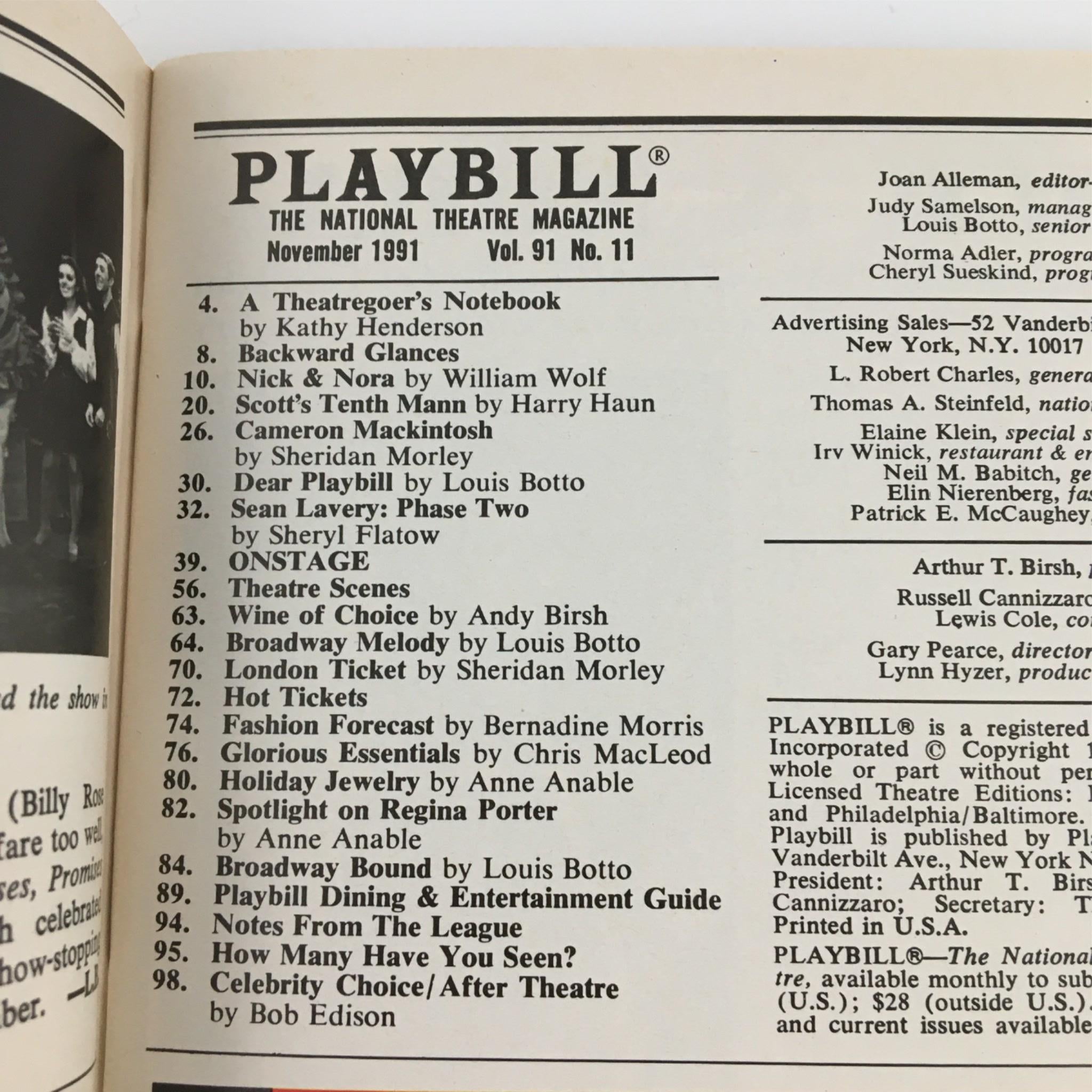 1991 Playbill Marvin's Room by Playwrights Horizon, Scott McPherson