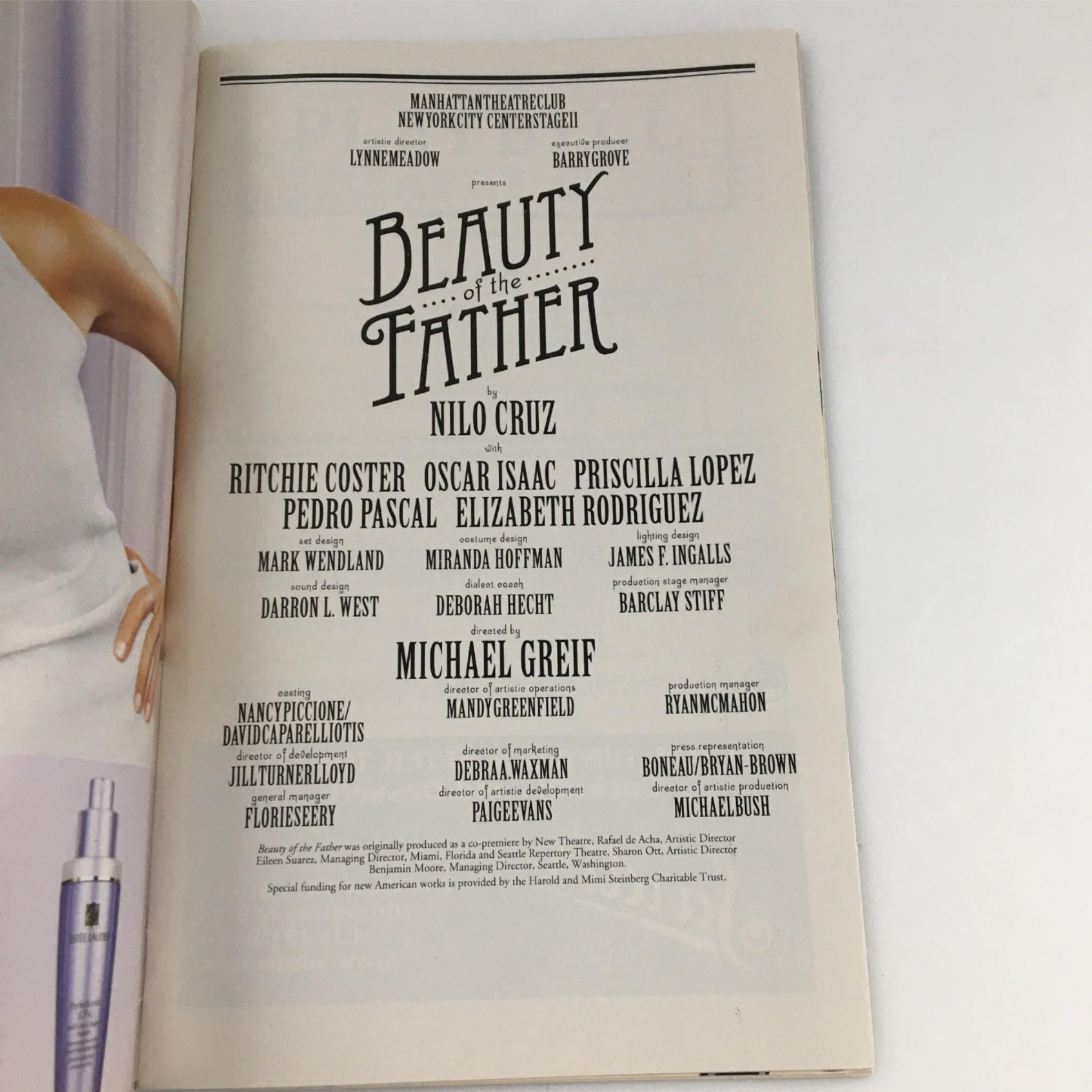 2006 Playbill Beauty of the Father by Manhattan Theatre Club, Nilo Cruz