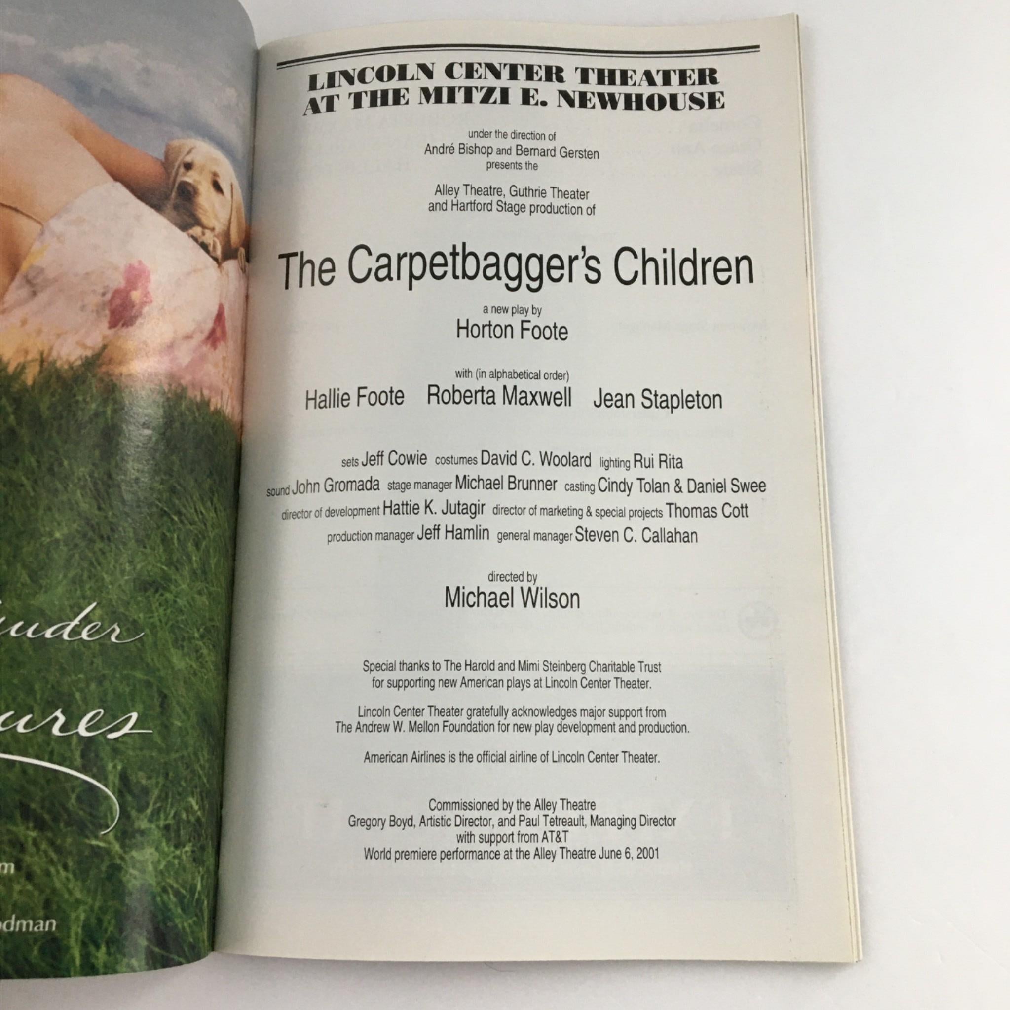 2002 Playbill The Carpetbagger's Child by Lincoln Center Theater, Horton Foote