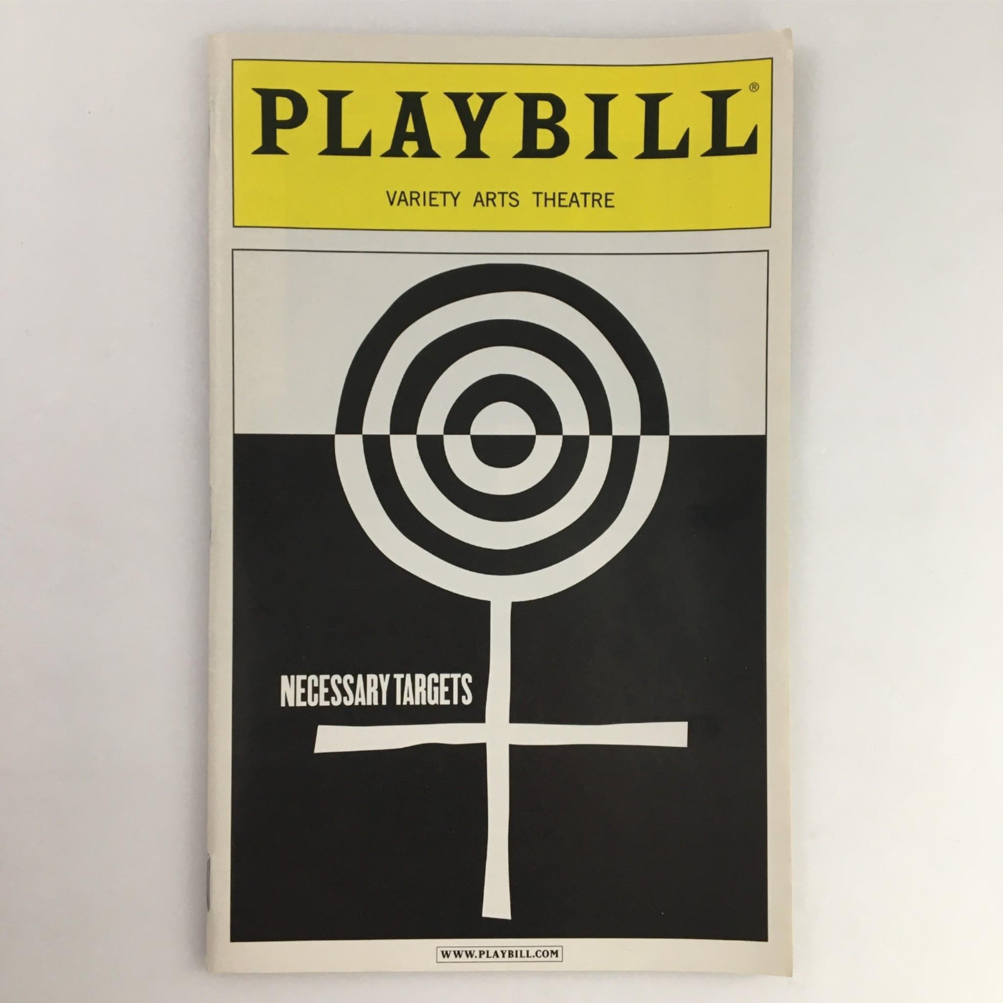 2002 Playbill Necessary Targets by Variety Arts Theatre, Eve Ensler