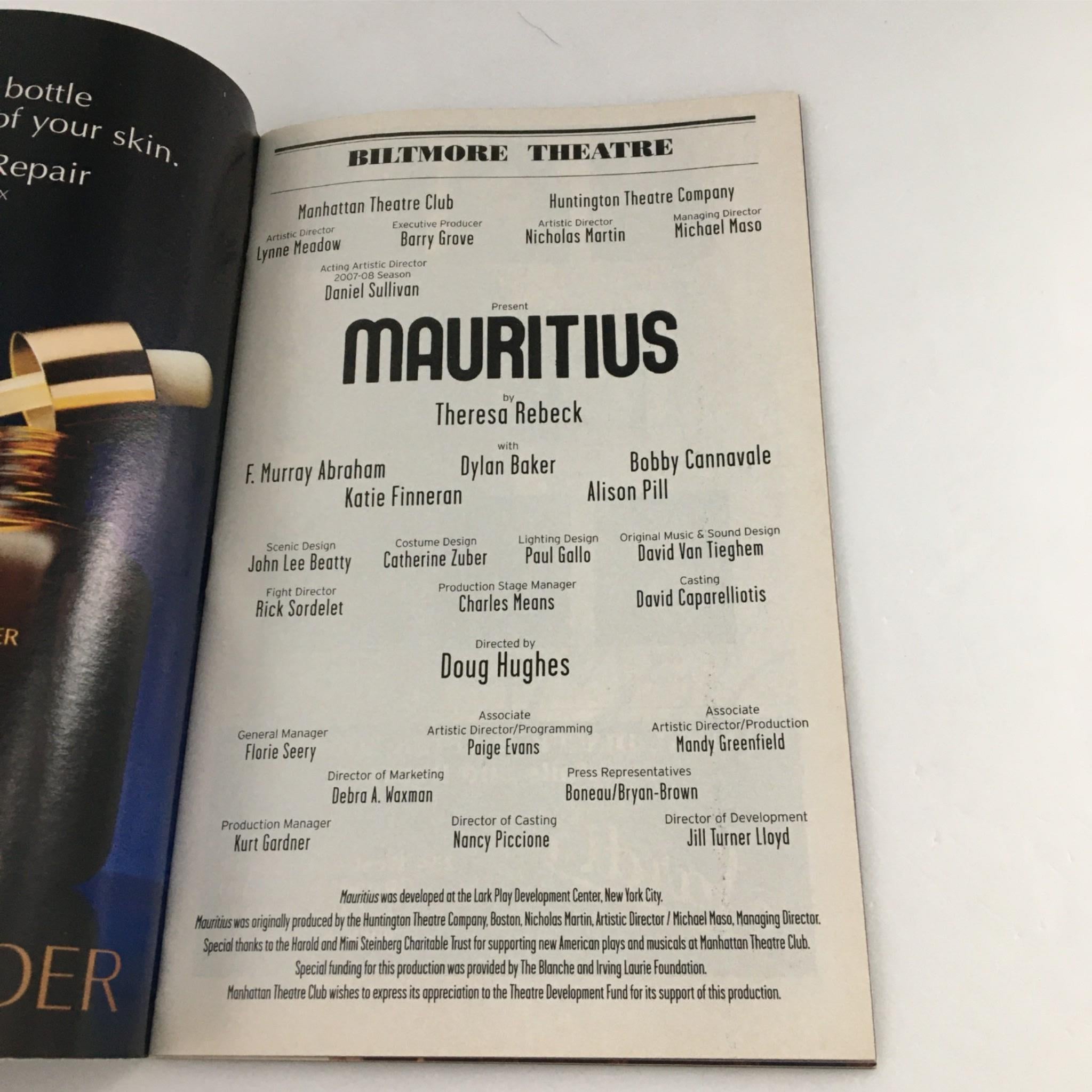 2007 Playbill Mauritius by Manhattan Theatre Club, Theresa Rebeck