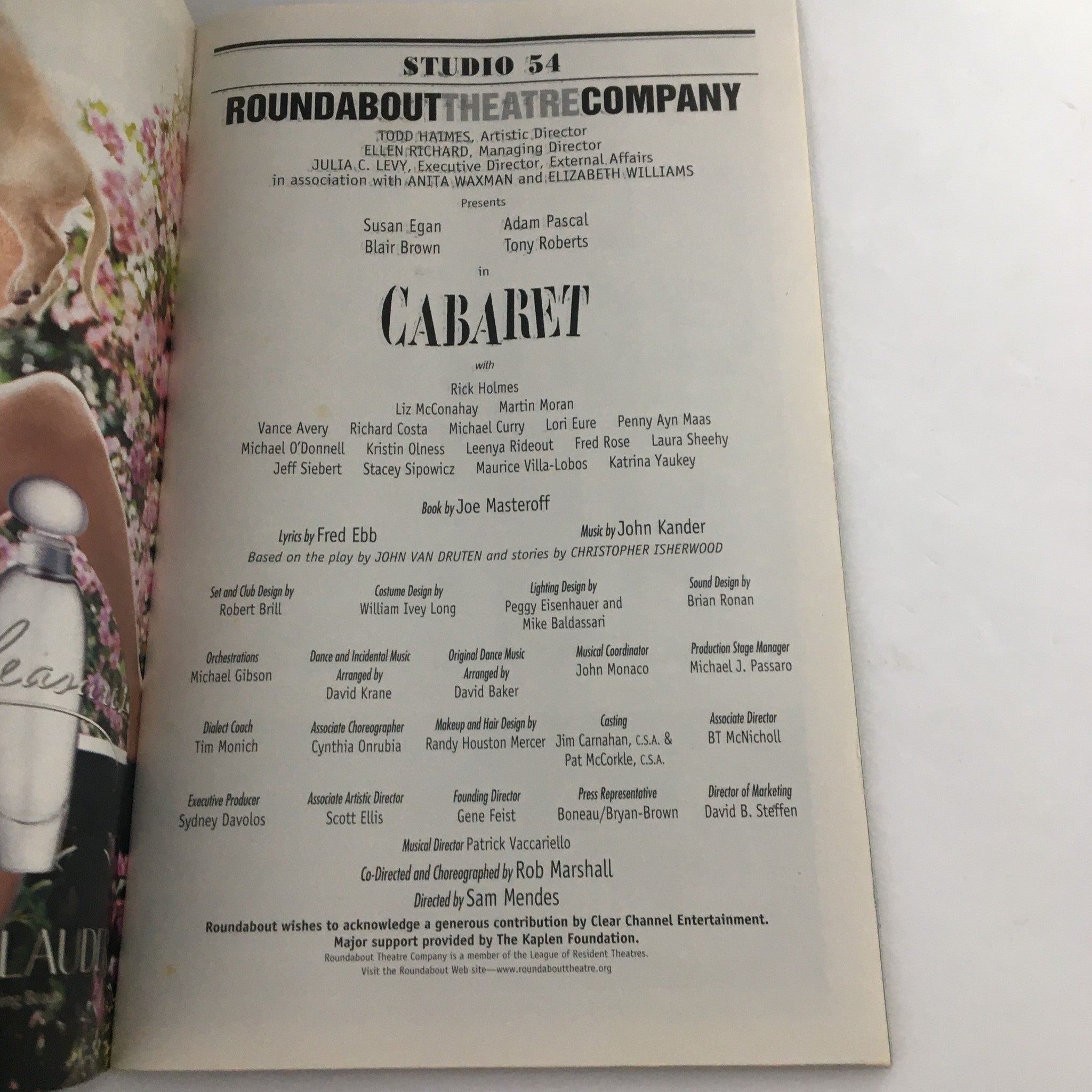 2003 Playbill Roundabout Theatre Company 'Cabaret' Stacey Sipowicz, Lori Eure