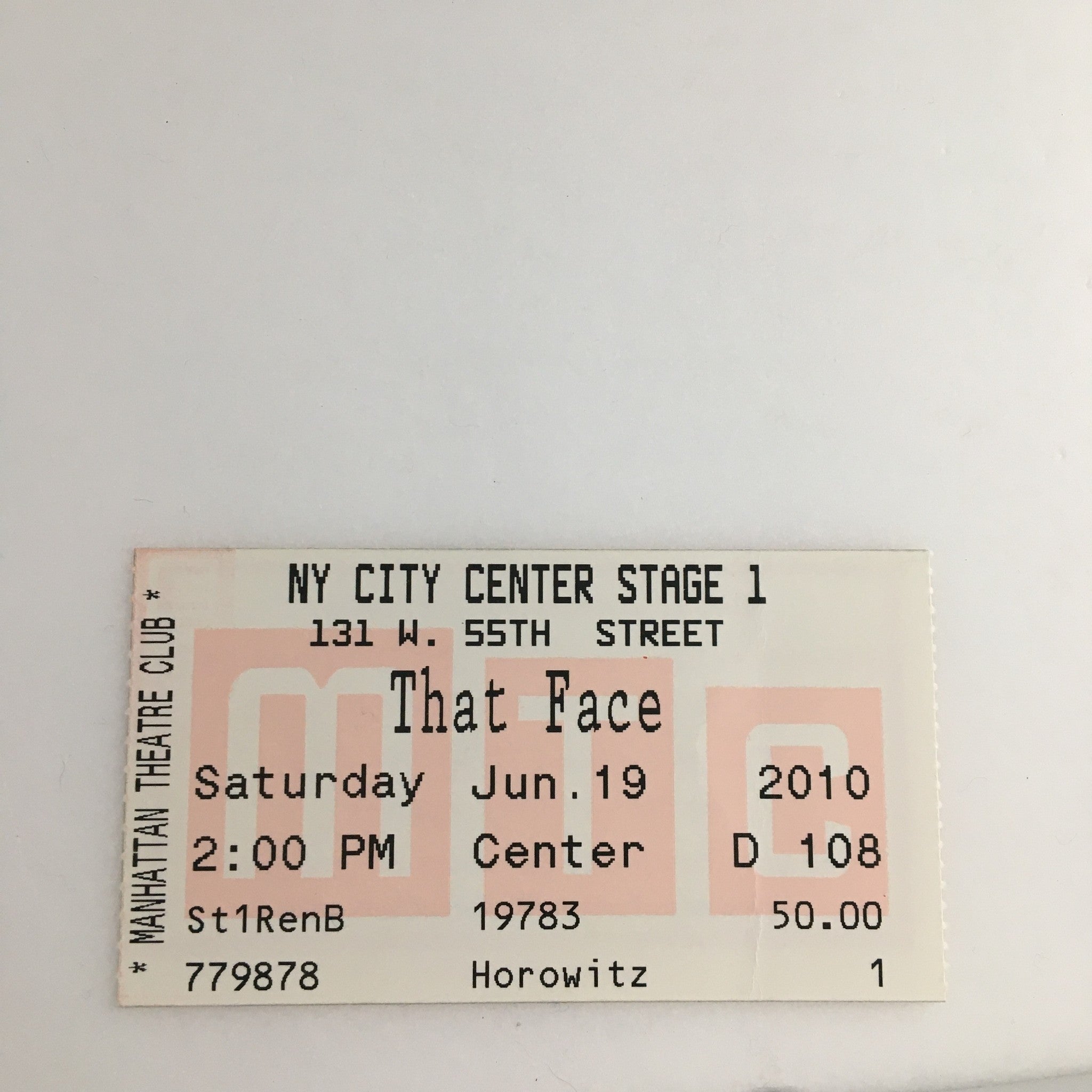 2010 Playbill NY City Center Stage I 'That Face' Christopher Abbott Betty Gilpin