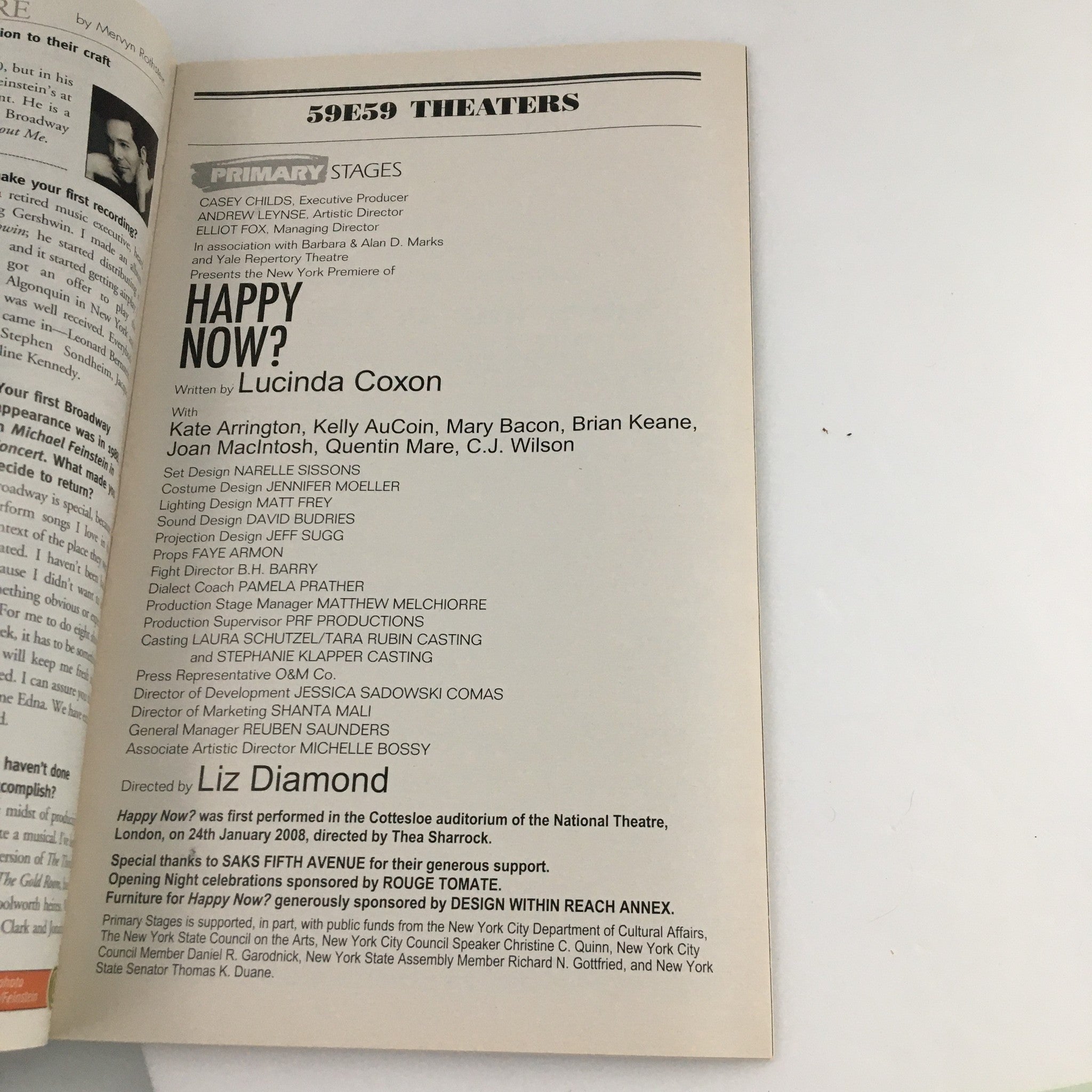 2010 Playbill Primary Stages 'Happy Now?' Kate Arrington and Kelly AuCoin