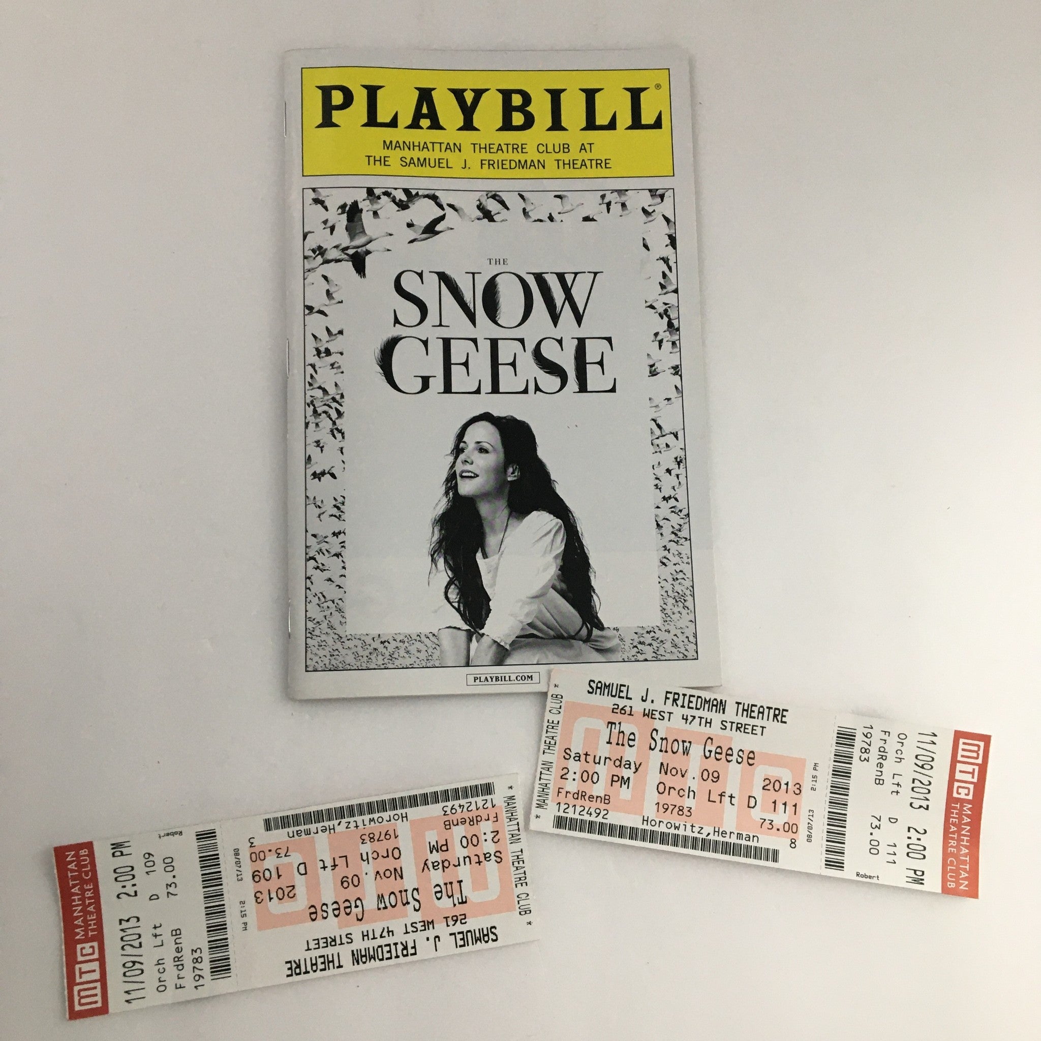 2013 Playbill Samuel J. Friedman Theatre 'The Snow Geese' Mary-Louise Parker