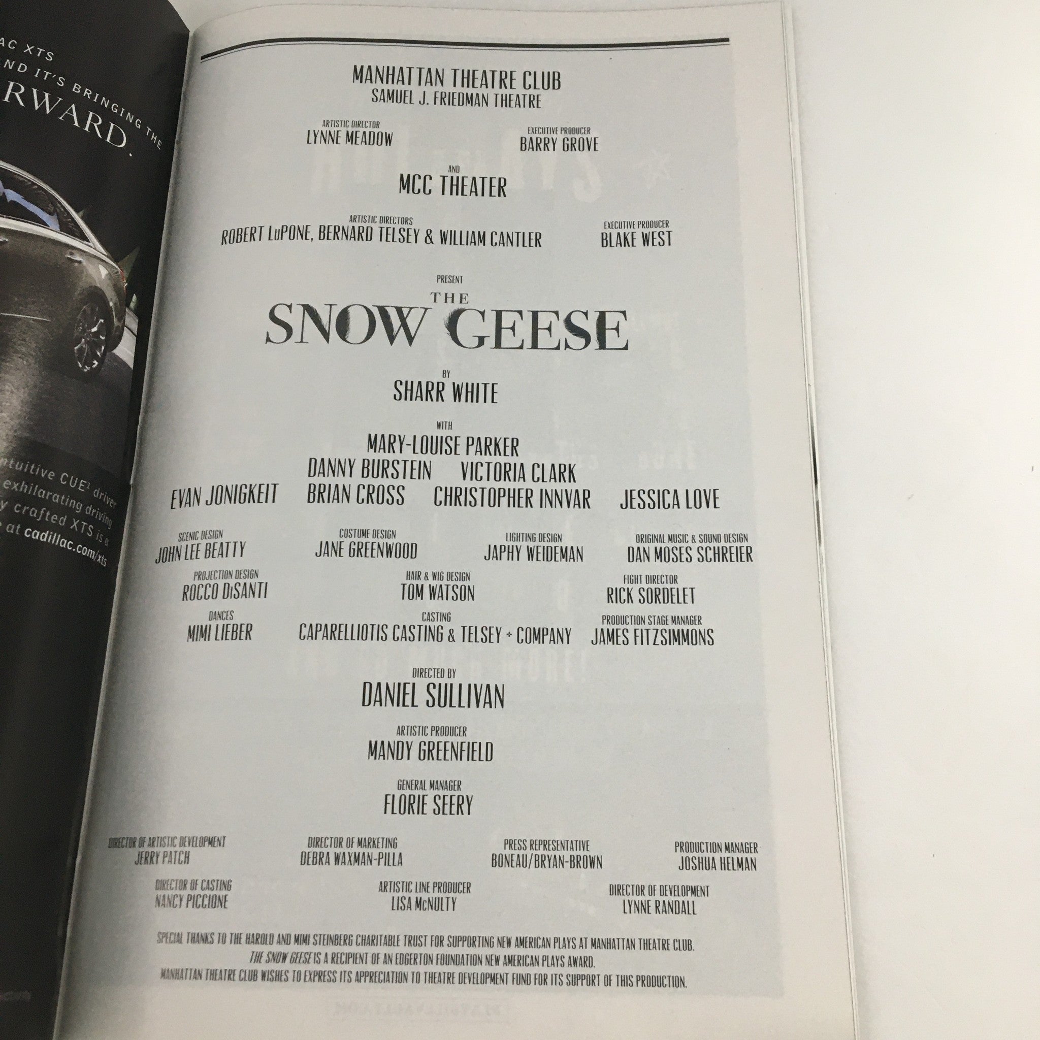 2013 Playbill Samuel J. Friedman Theatre 'The Snow Geese' Mary-Louise Parker