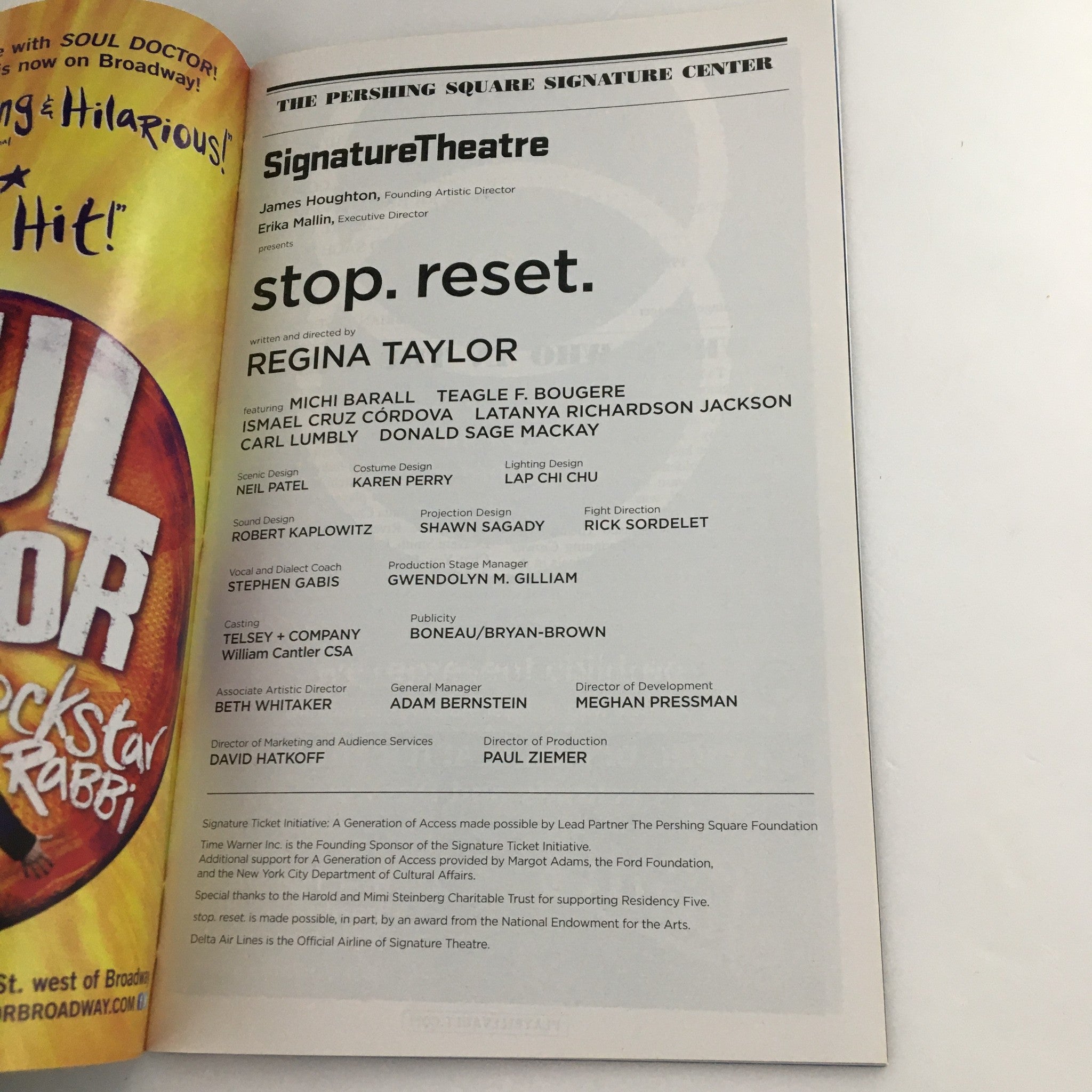 2013 Playbill Signature Theatre 'Stop Reset' Michi Barall, Teagle F. Bougere