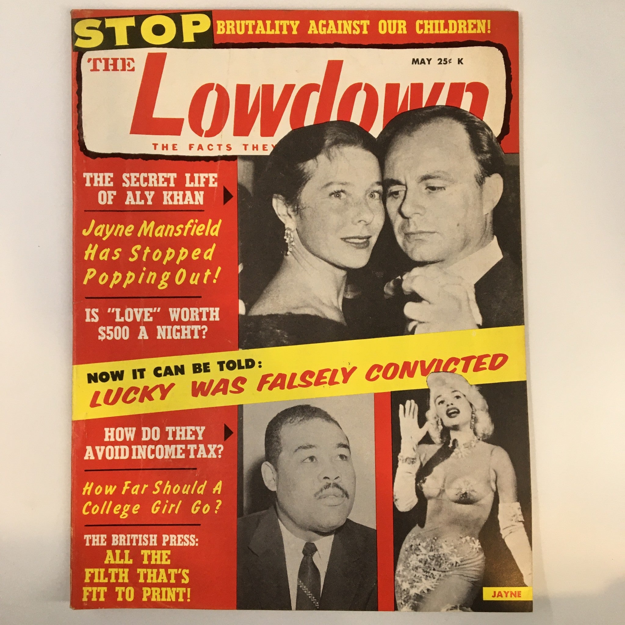 VTG The Lowdown Magazine May 1961 The Secret Life of Aly Khan No Label