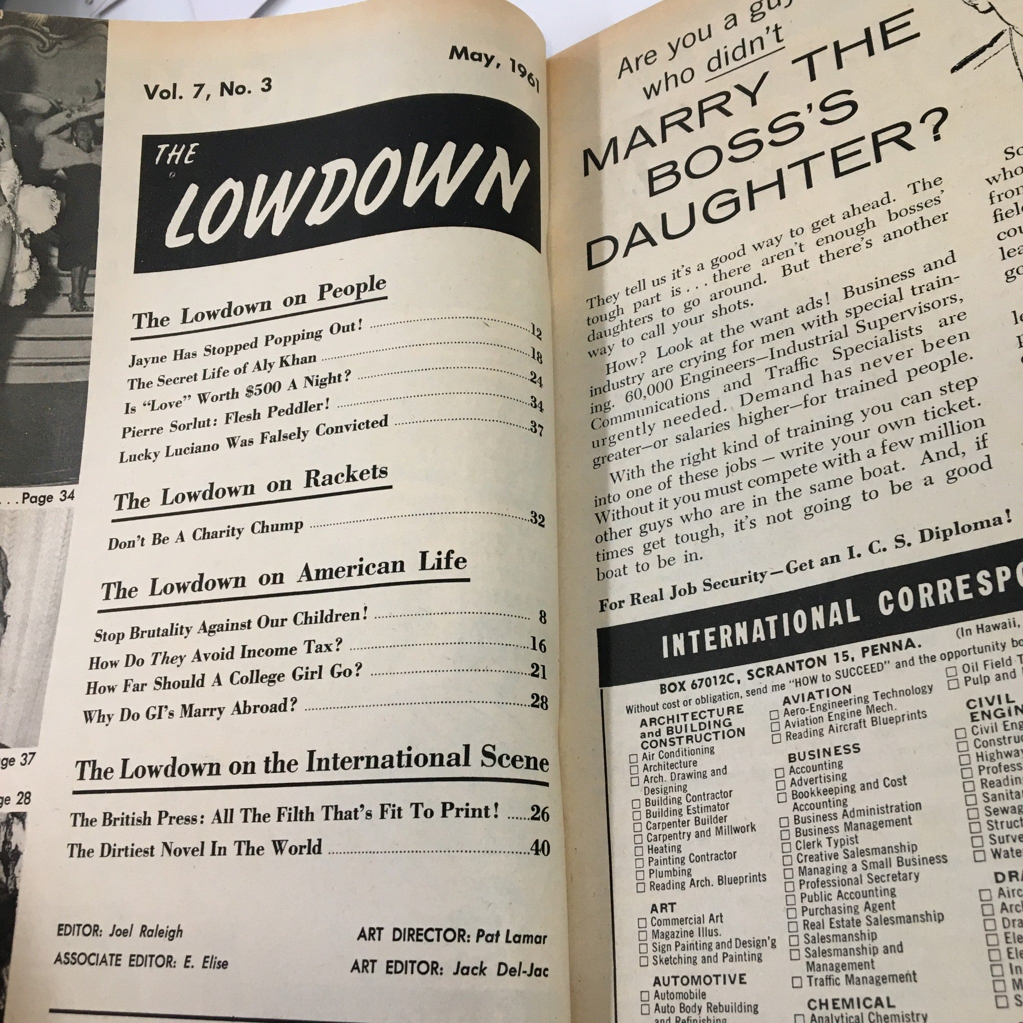 VTG The Lowdown Magazine May 1961 The Secret Life of Aly Khan No Label