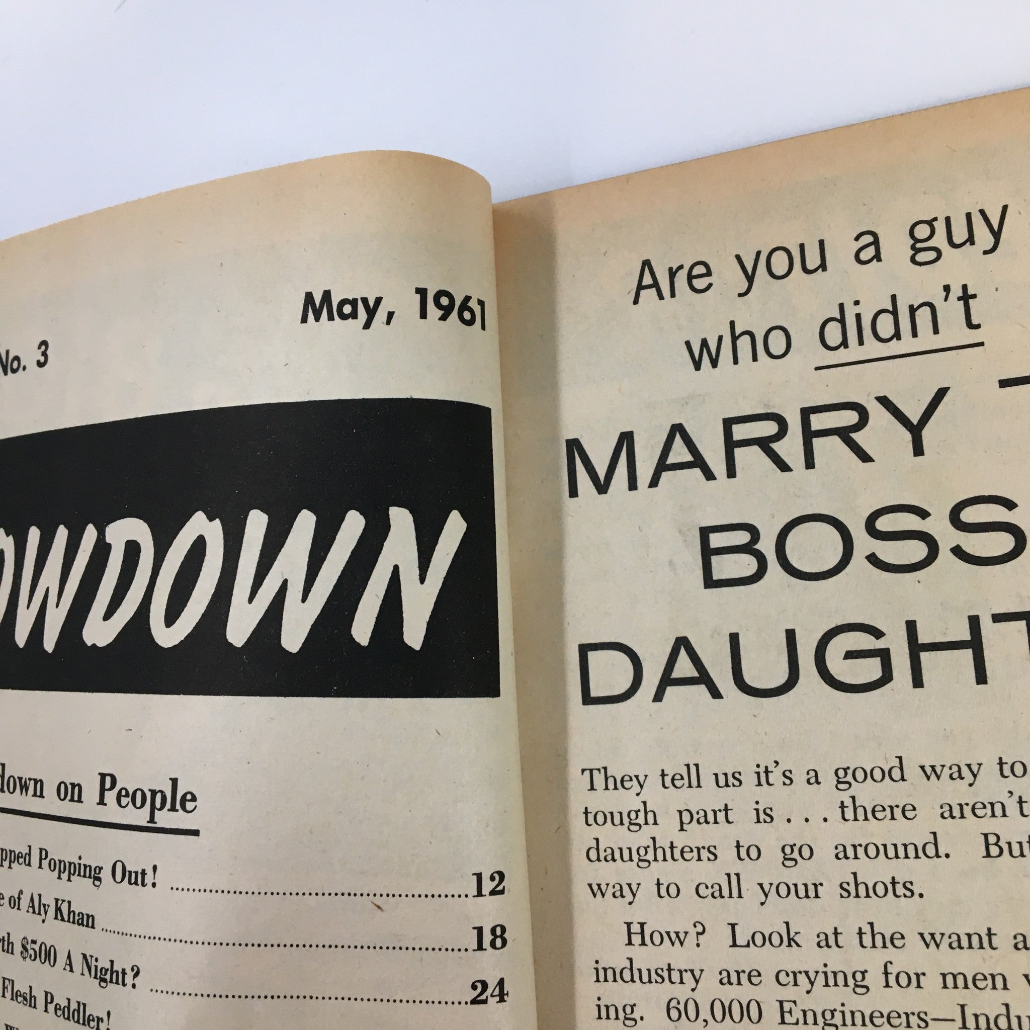 VTG The Lowdown Magazine May 1961 The Secret Life of Aly Khan No Label