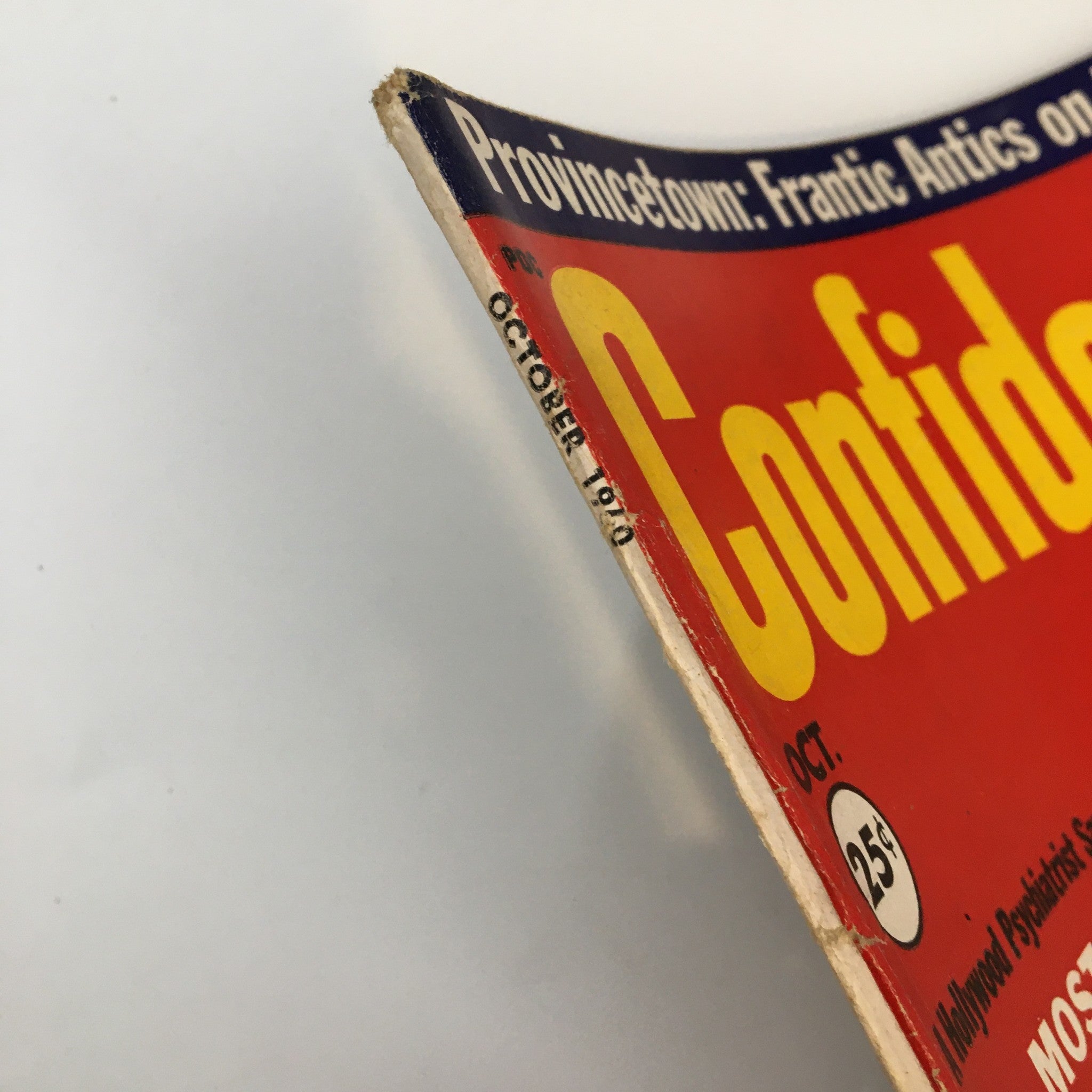 Side view of the VTG Confidential Magazine October 1970 showcasing the publication month and year.