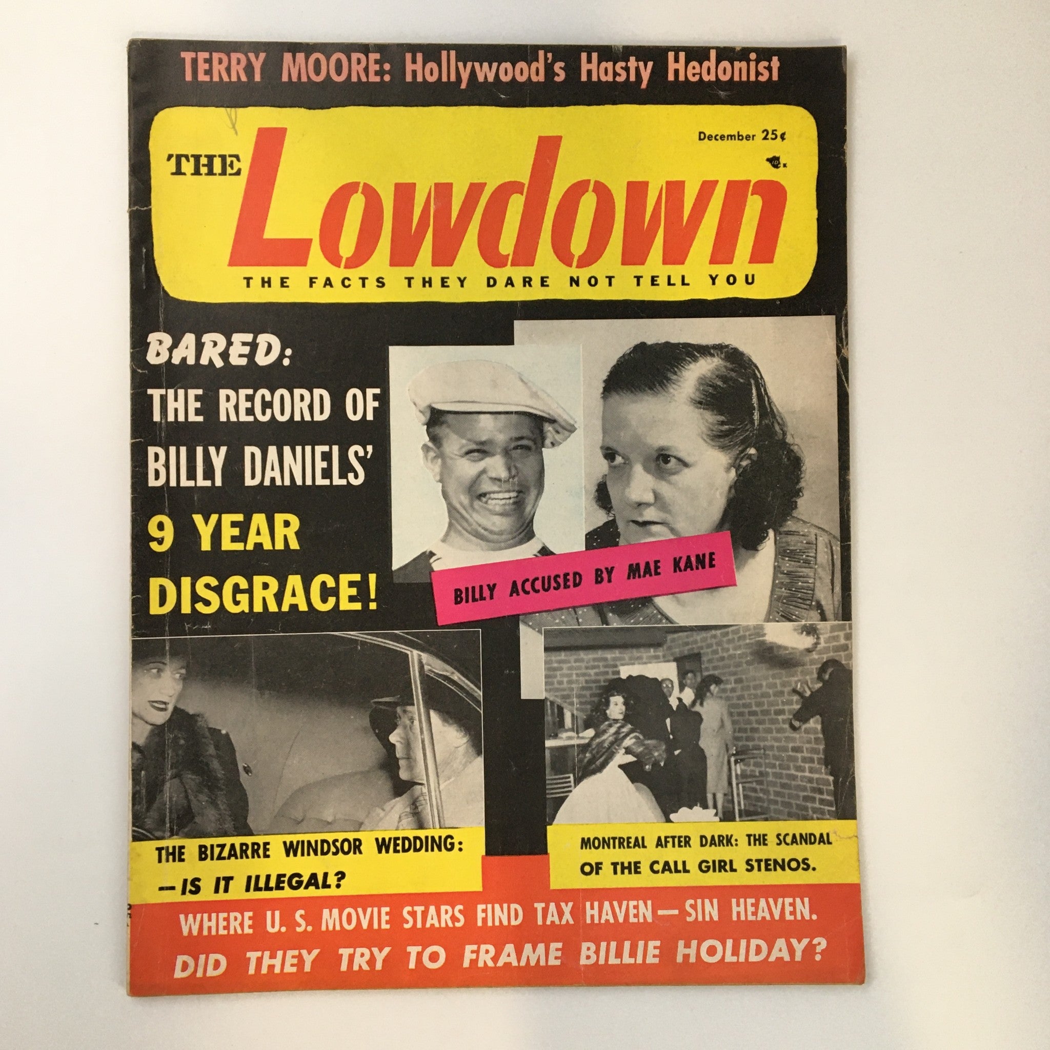 VTG The Lowdown Magazine December 1955 Billy Daniels' 9 Year Disgrace No Label