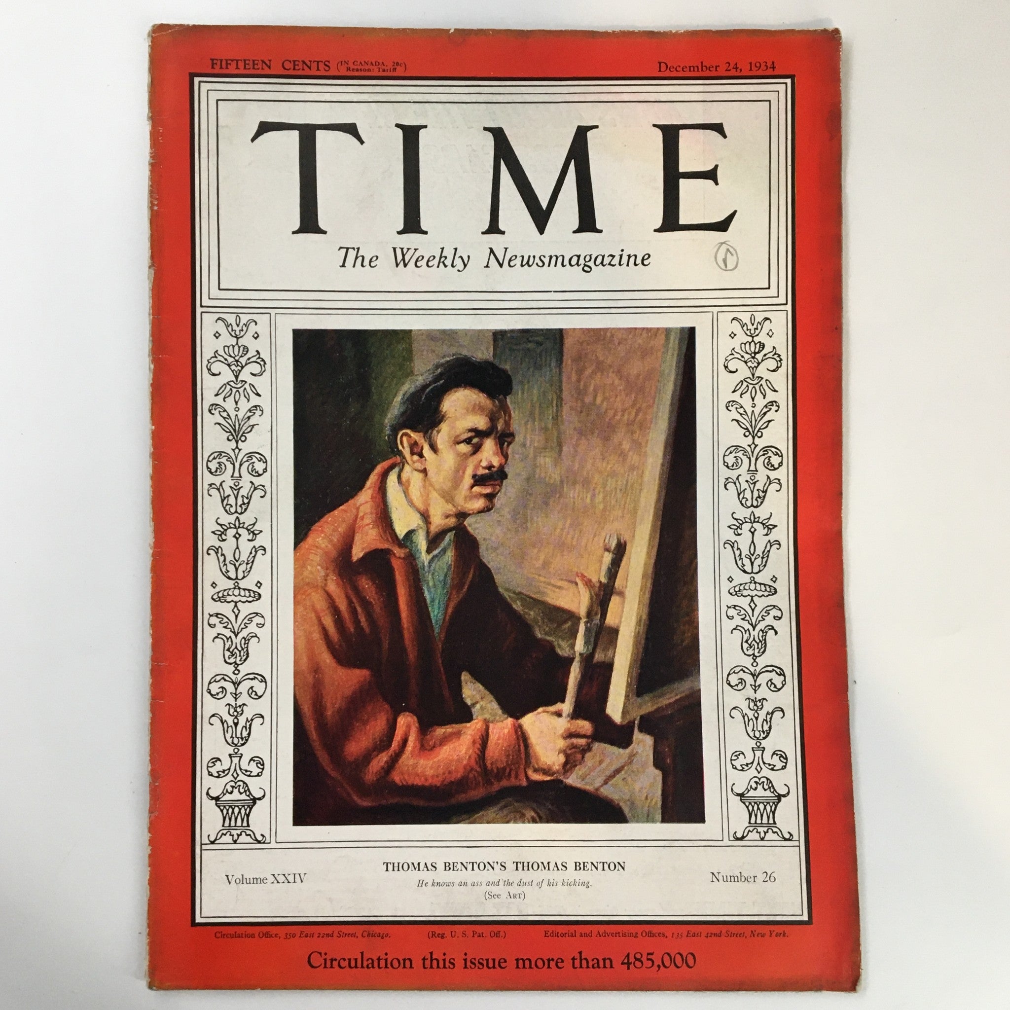 VTG Time Magazine December 24 1934 Vol. XXIV No. 26 Thomas Benton No Label