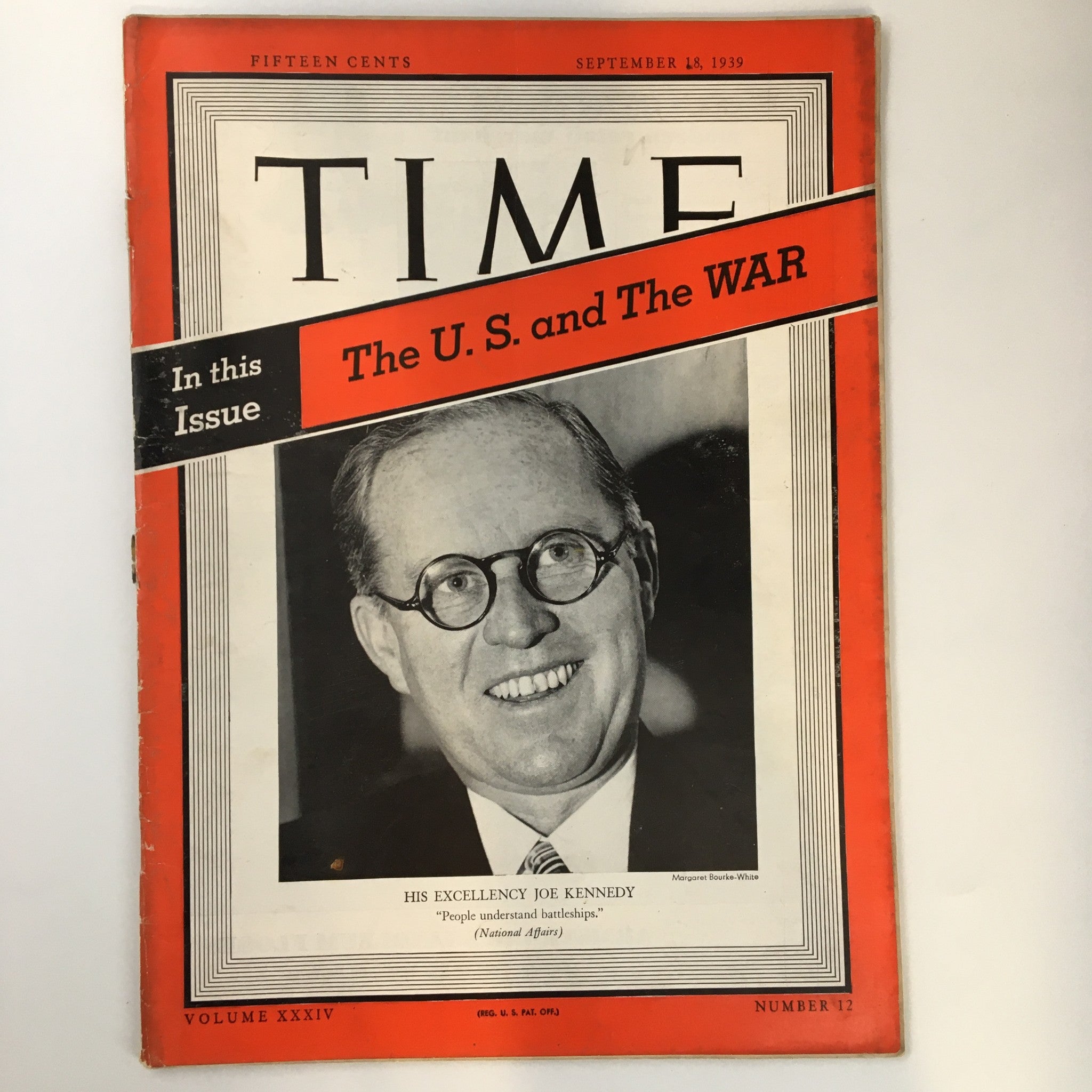 VTG Time Magazine September 18 1939 Vol. 34 No. 12 His Excellency Joe Kennedy