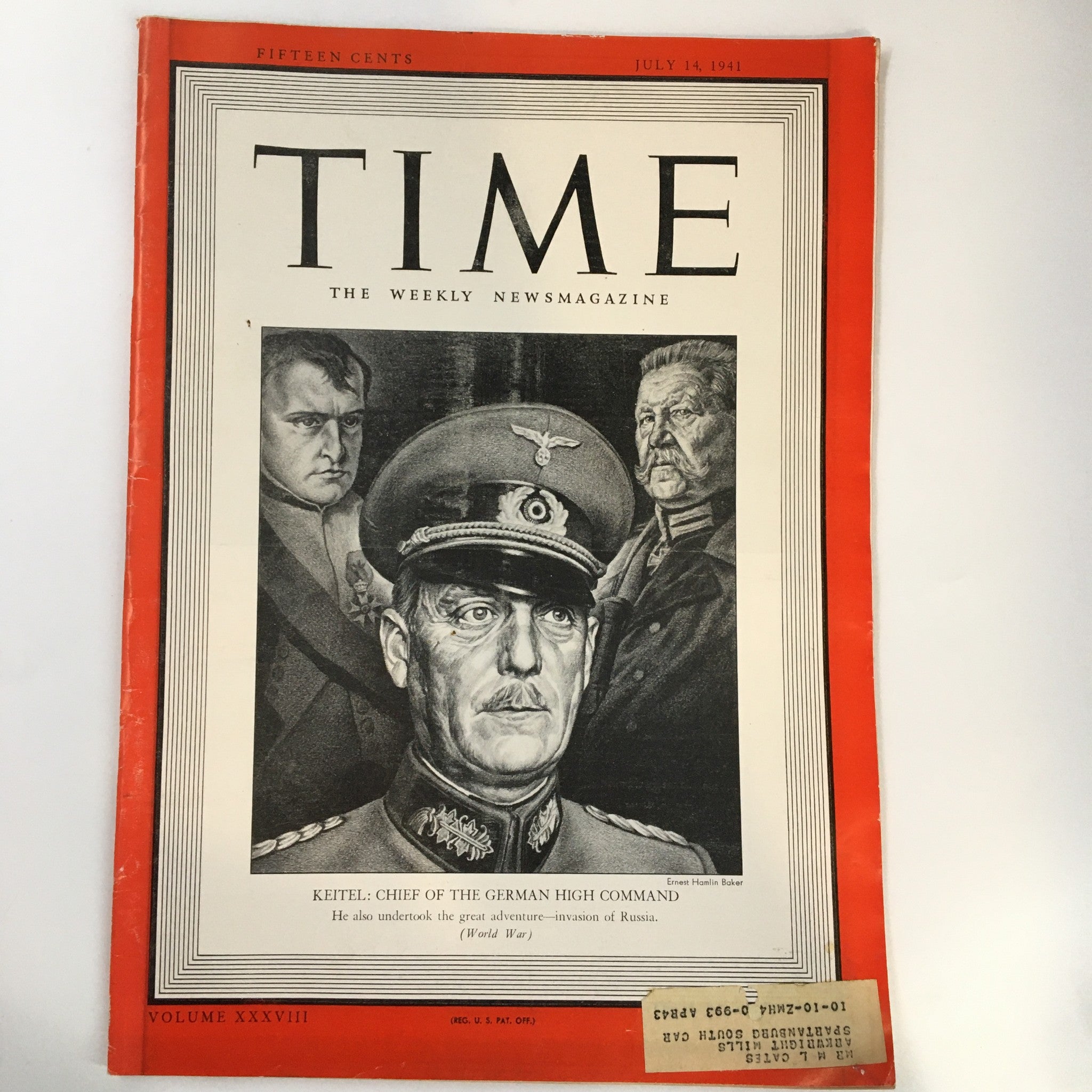 VTG Time Magazine July 14 1941 Vol. 38 No. 2 Keitel Chief of German High Command