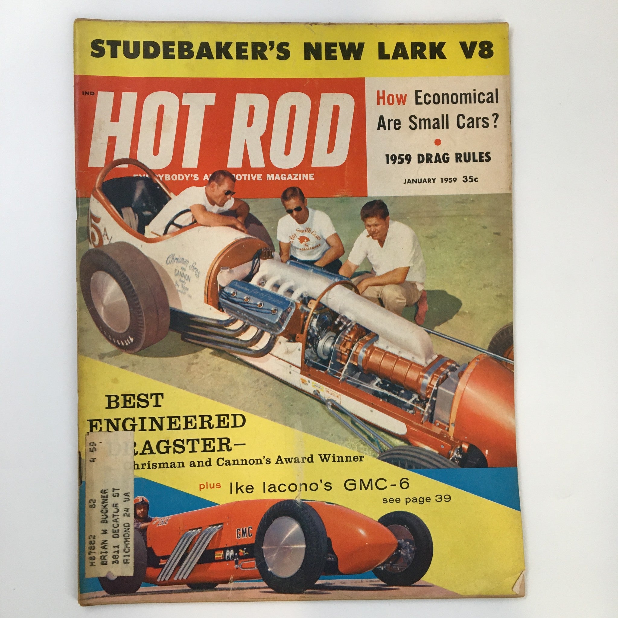 VTG Hot Rod Magazine January 1959 Art and Lloyd Chrisman and Frank Cannon