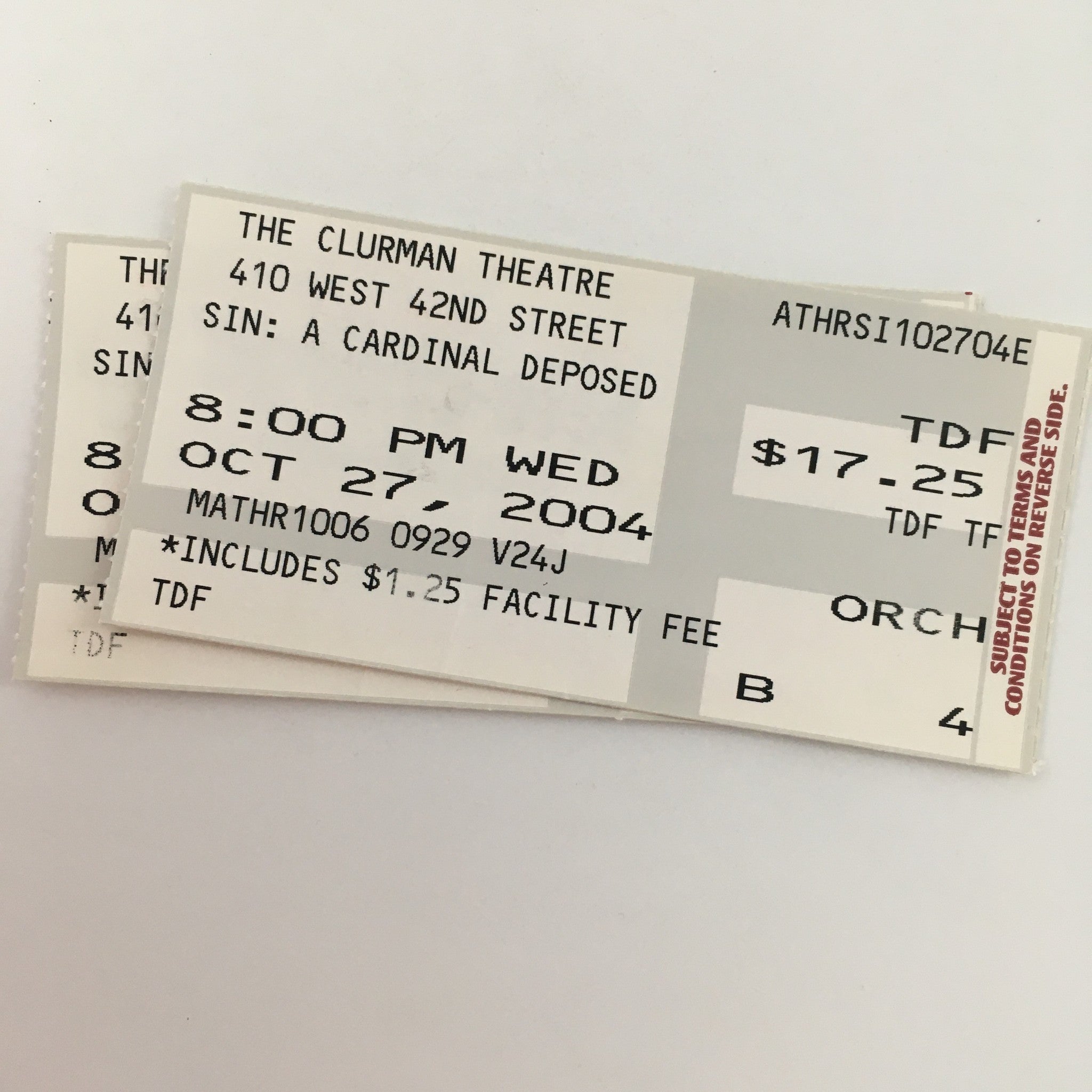 2004 The Clurman Theatre 'Sin, A Cardinal Deposed' by Michael Murphy