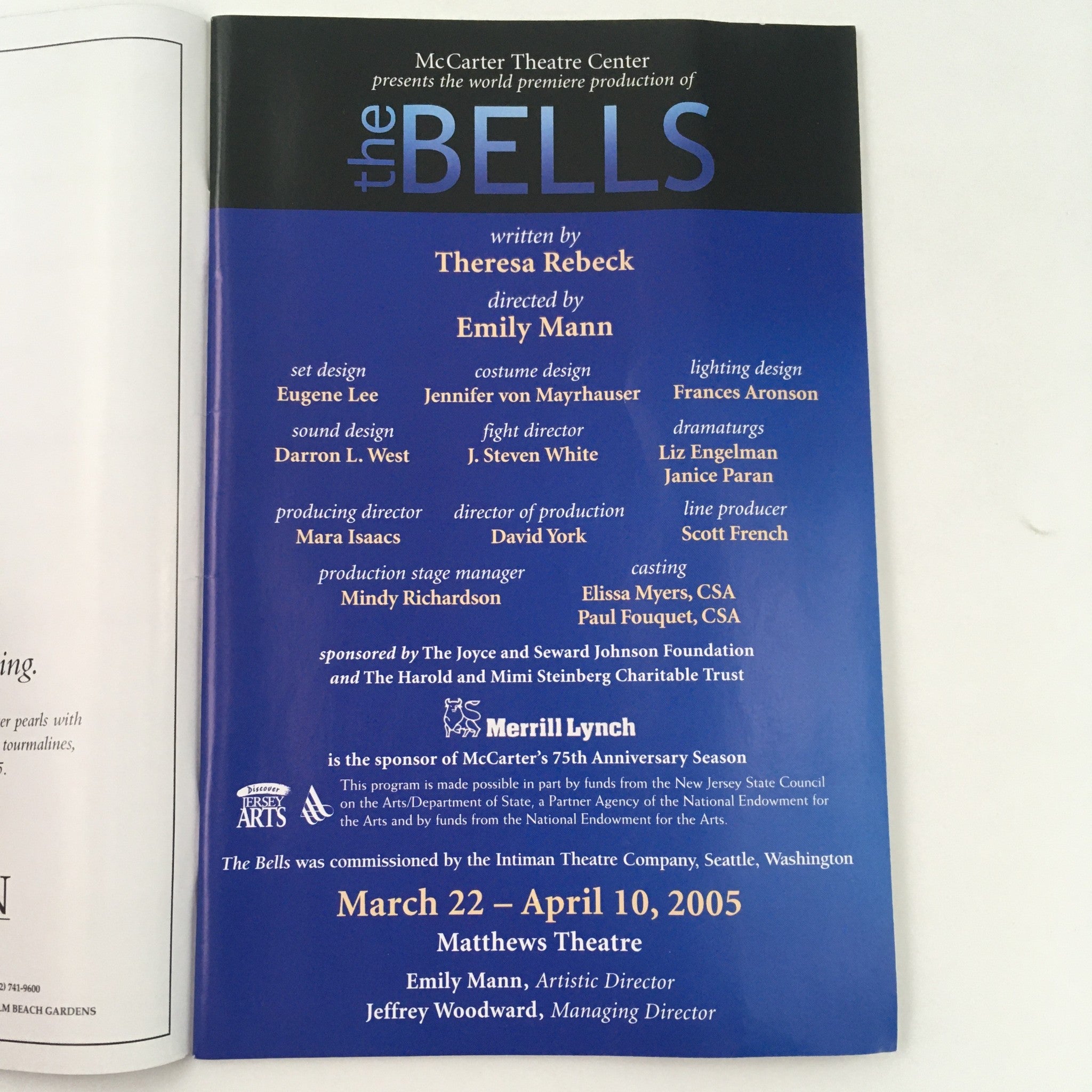 2005 McCarter Theatre Center Matthew's Theatre 'The Bells' by Theresa Rebeck