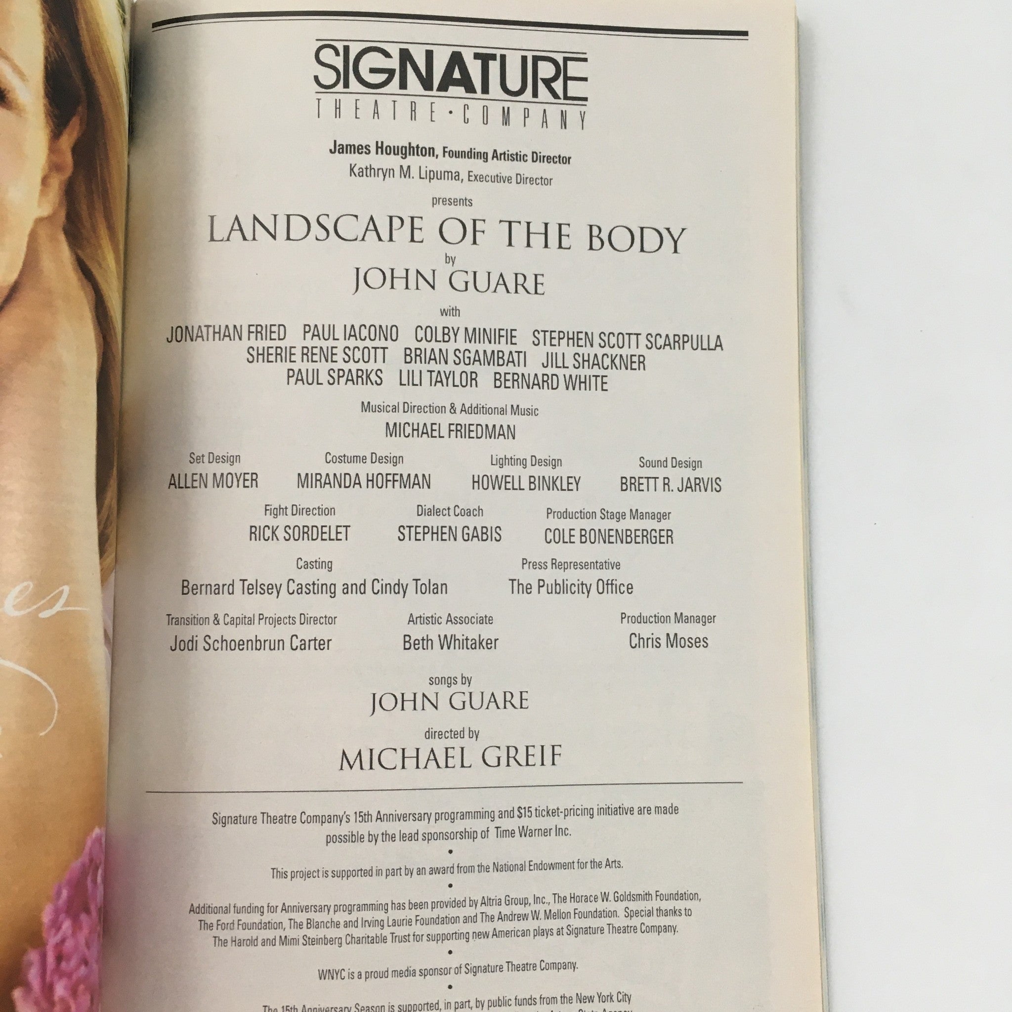 2002 Playbill Signature Theater Company 'Landscape of the Body' by John Guare