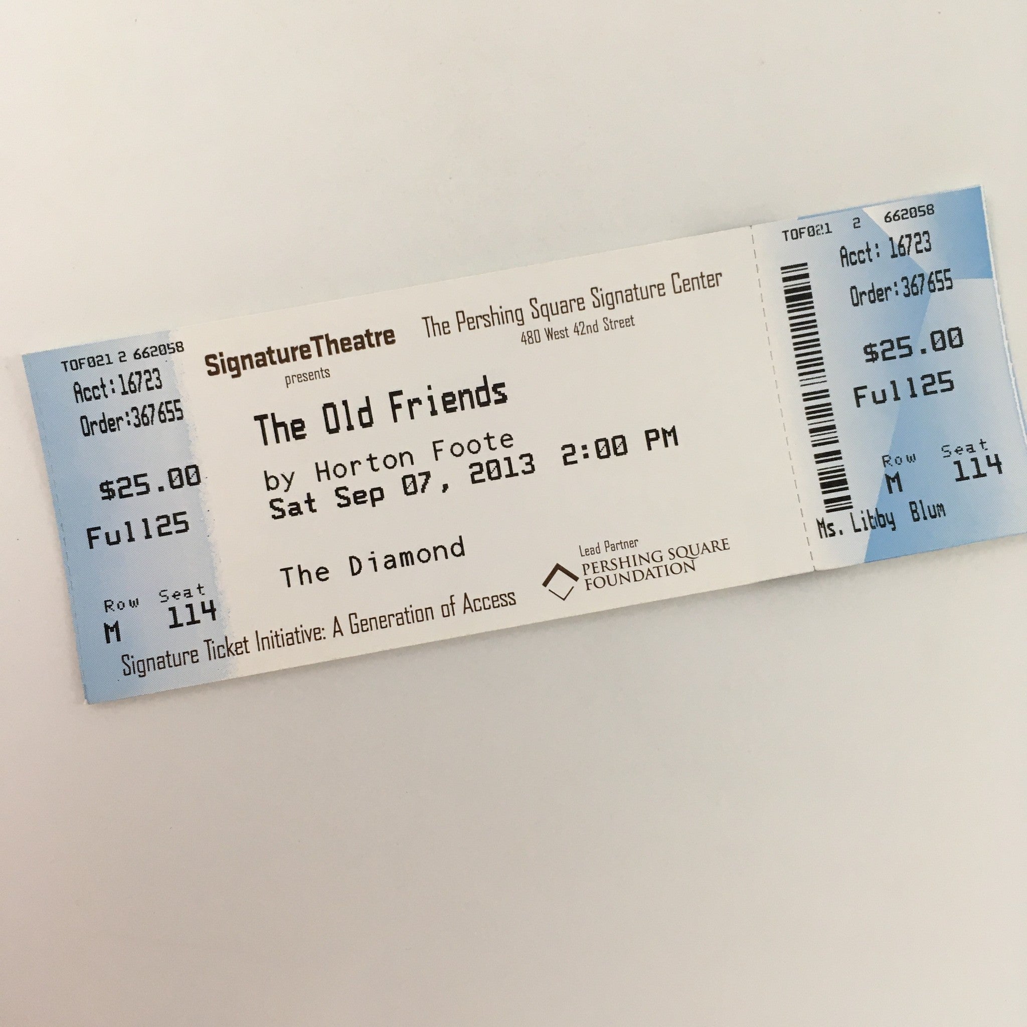 2013 Playbill Signature Theatre Presents 'The Old Friends' by Horton Foote