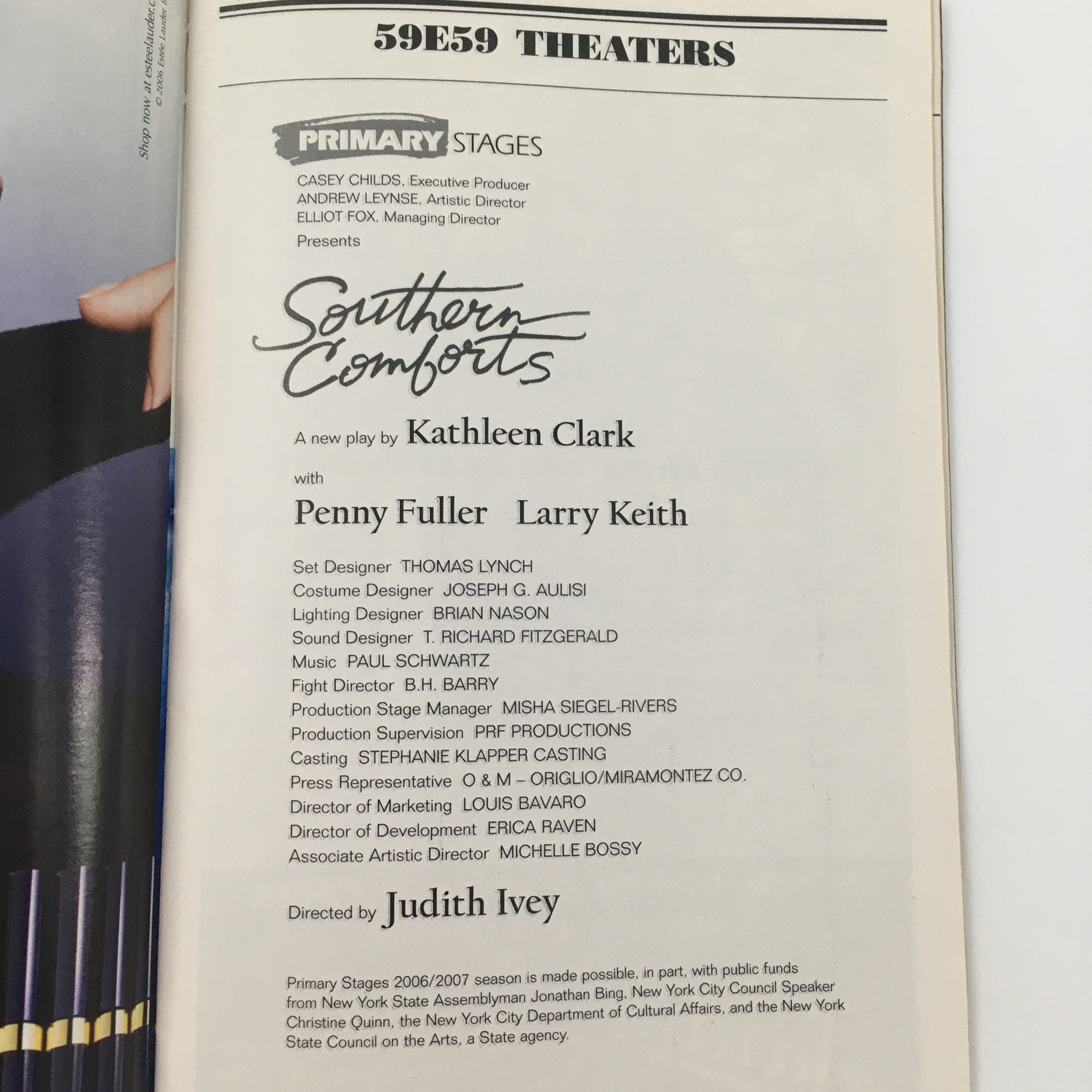 2006 Playbill 59E59 Theater ‘Southern Comforts’ by Kathleen Clark