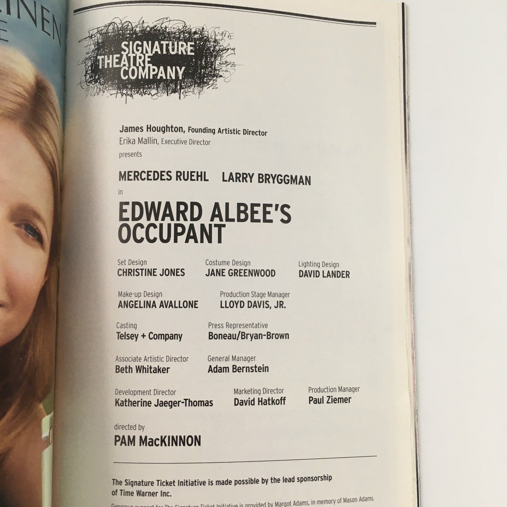 2008 Playbill Signature Theatre Company ‘Occupant’ by Edward Albee