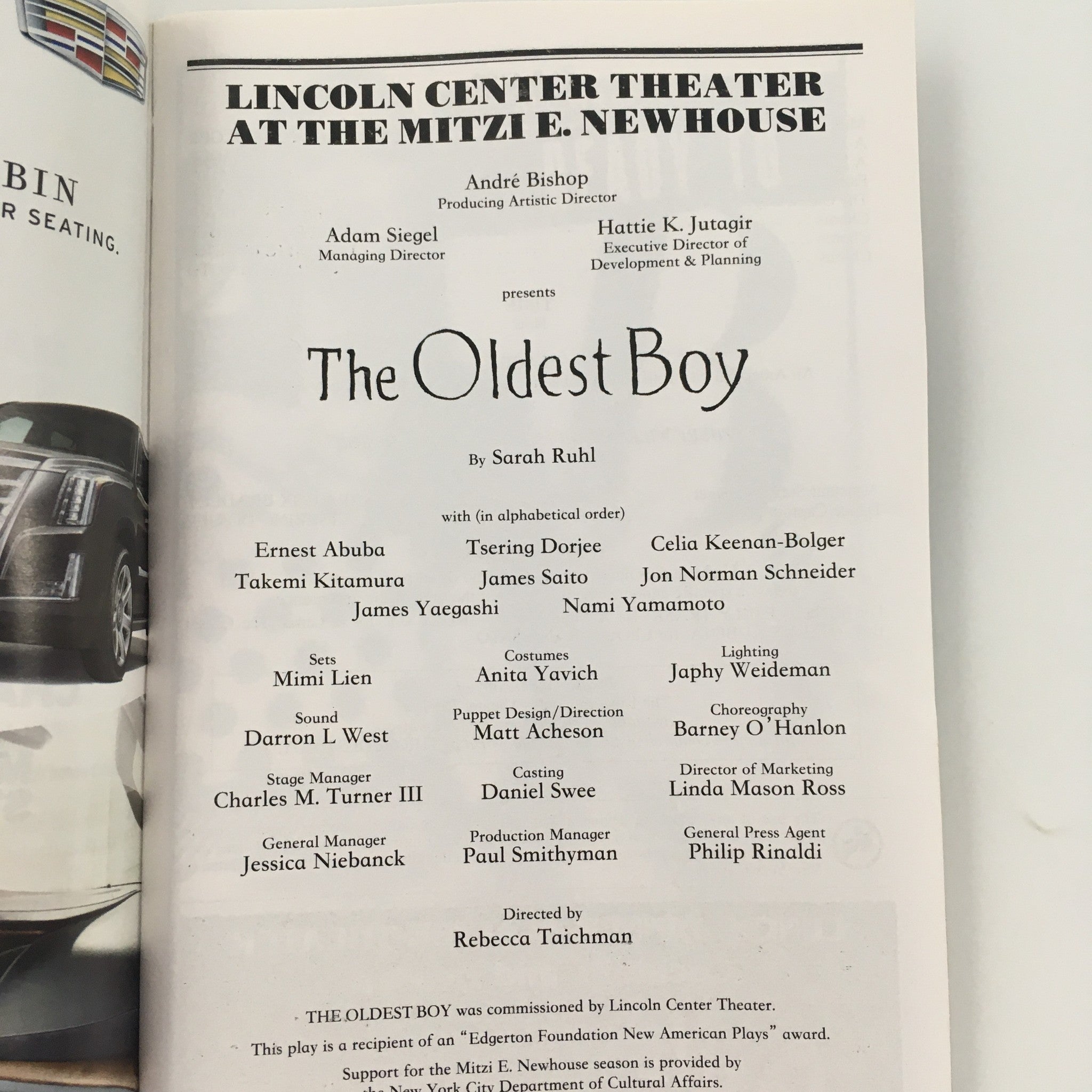 2014 Playbill The Mitzi E. Newhouse ‘The Oldest Boy’ by Sarah Ruhl