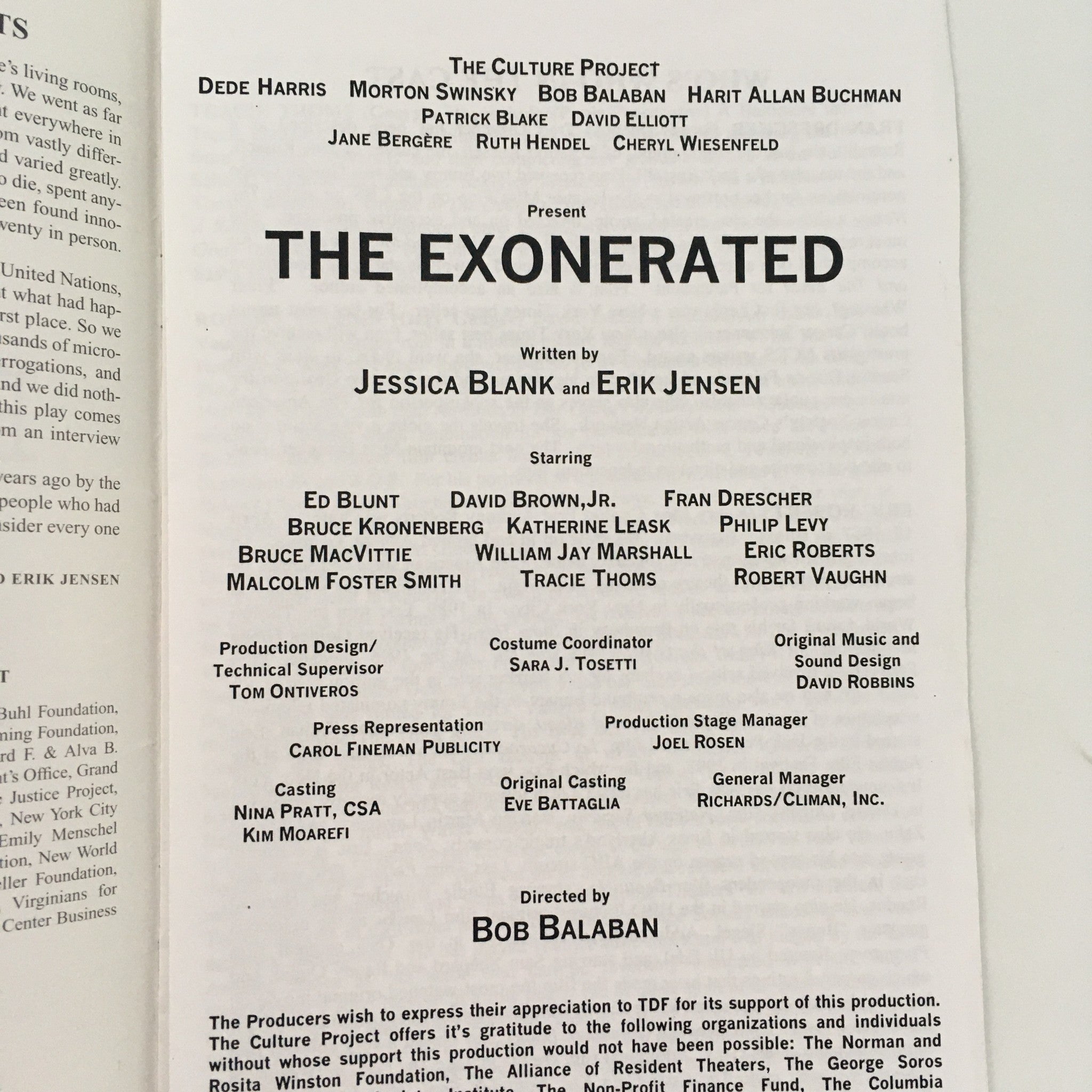 2012 45 Bleecker Theater ‘The Exonerated’ by Jessica Blank & Erik Jensen